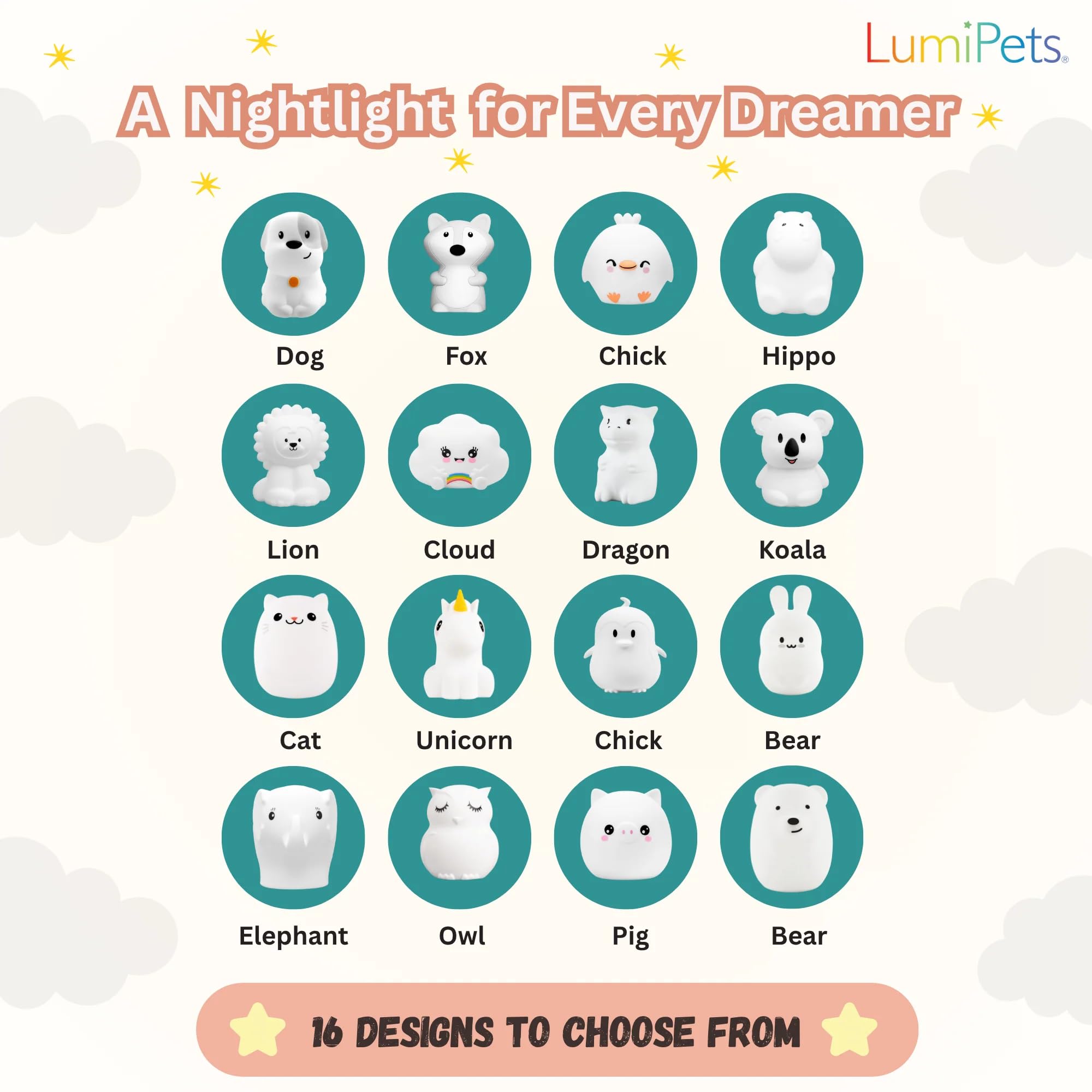 Lumipets Night Light Kids Lamp, Rechargeable Multicolor Silicone Cat Night Light, Model Lumipets13 For Girls Room