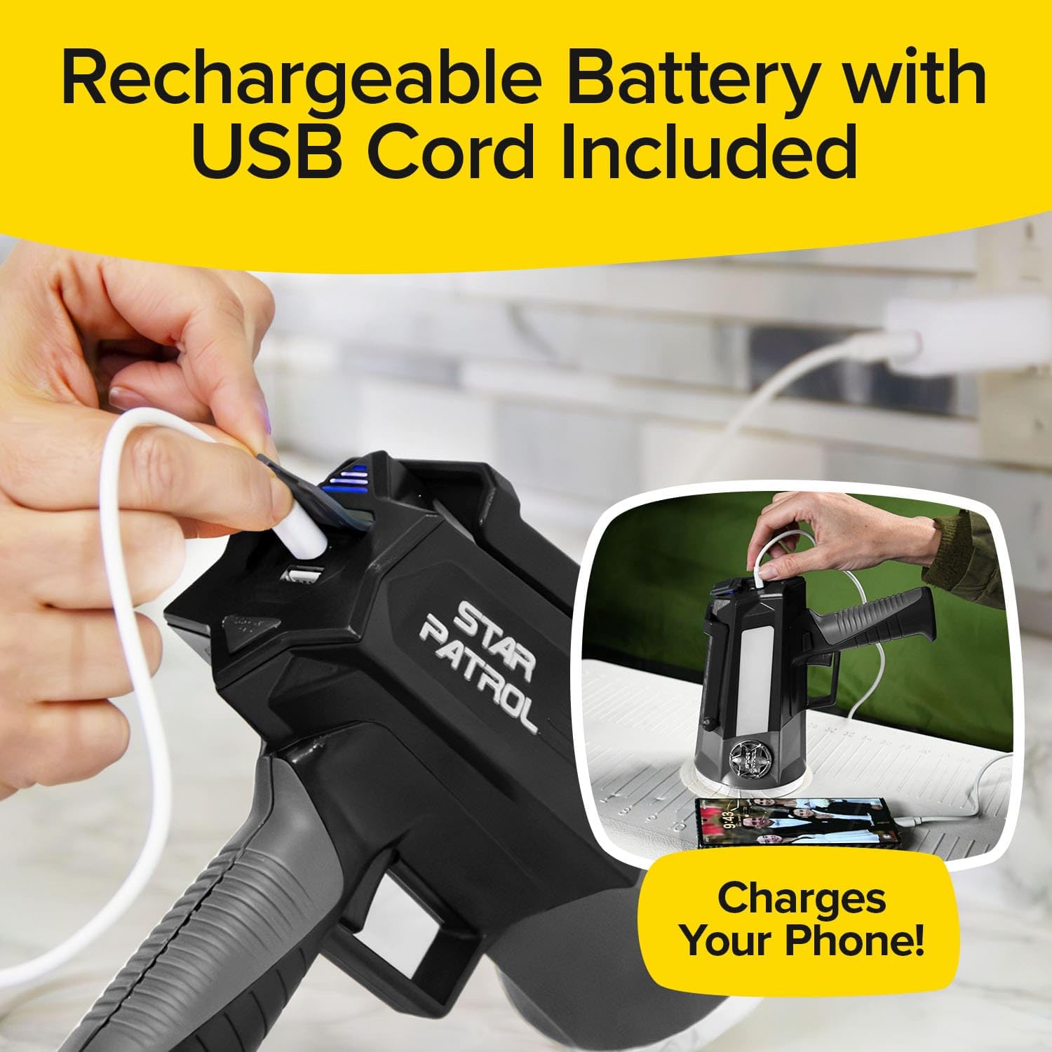 Star Patrol Platinum Mega-Bright Rechargeable Spotlight, AS-SEEN-ON-TV, Tactical Flashlight, 10 Modes, Turbo Boost Up to 100%, B