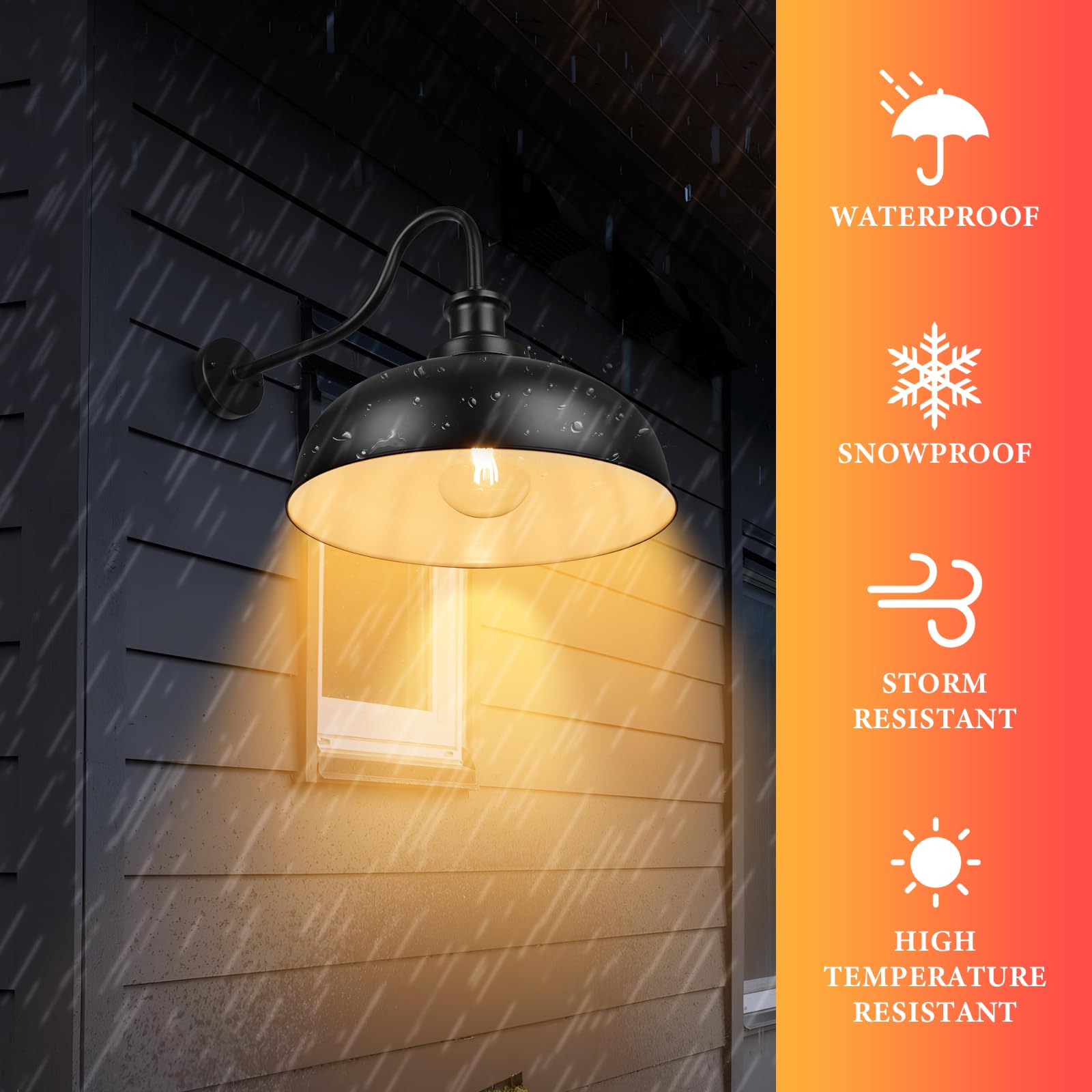 Diyel Outdoor Barn Light 16 Inch Dome Outdoor Wall Sconce Farmhouse Exterior Wall Mount Light Vintage Wall Lighting Fixture Industrial Black Wall Lantern For Porch  Entryway  Garage  1 Pack