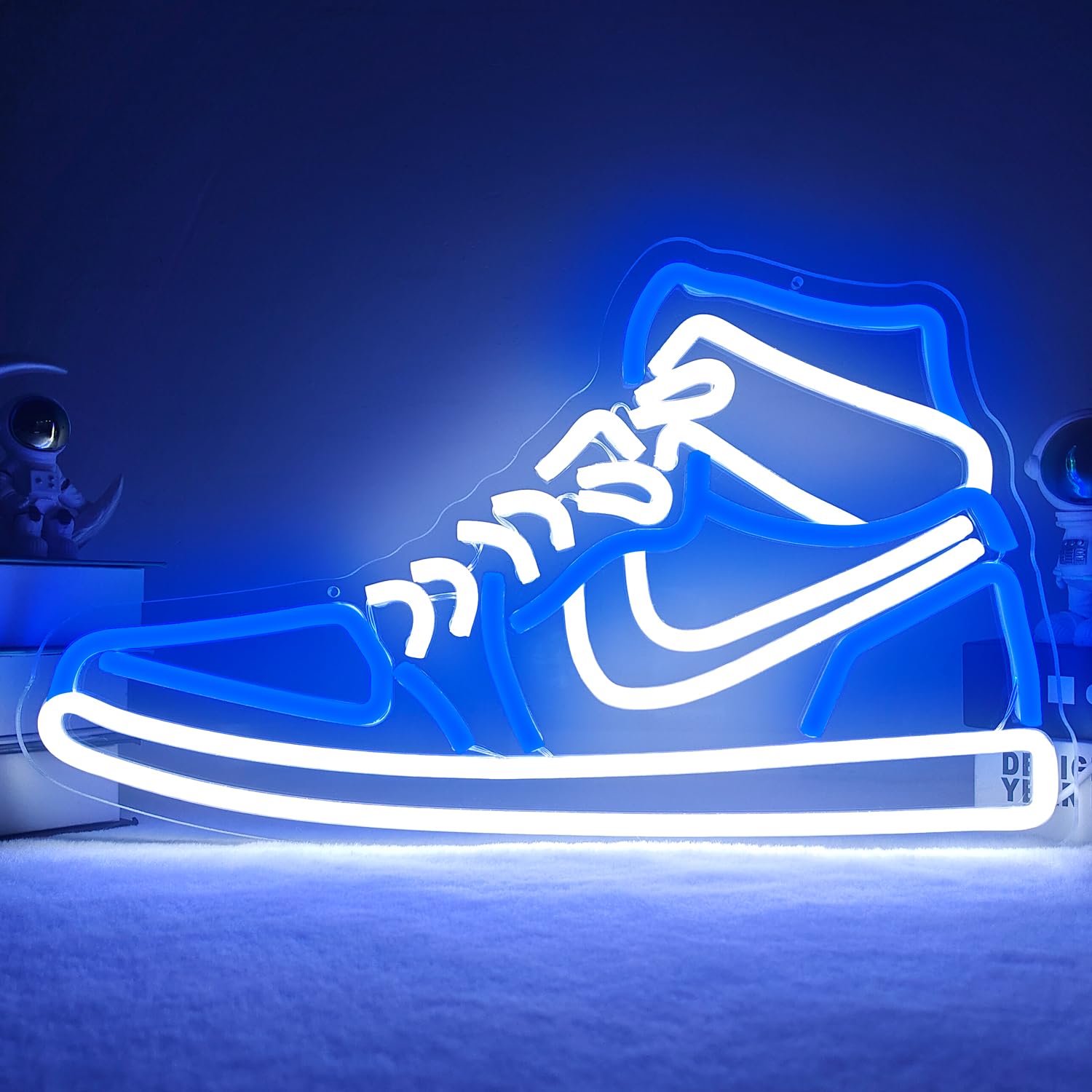 JianJung Neon Sign Sports Shoe Light - Dimmable LED Wall Decor for Bedroom & Man Cave - Blue, Plastic, Model: SneakersBlue