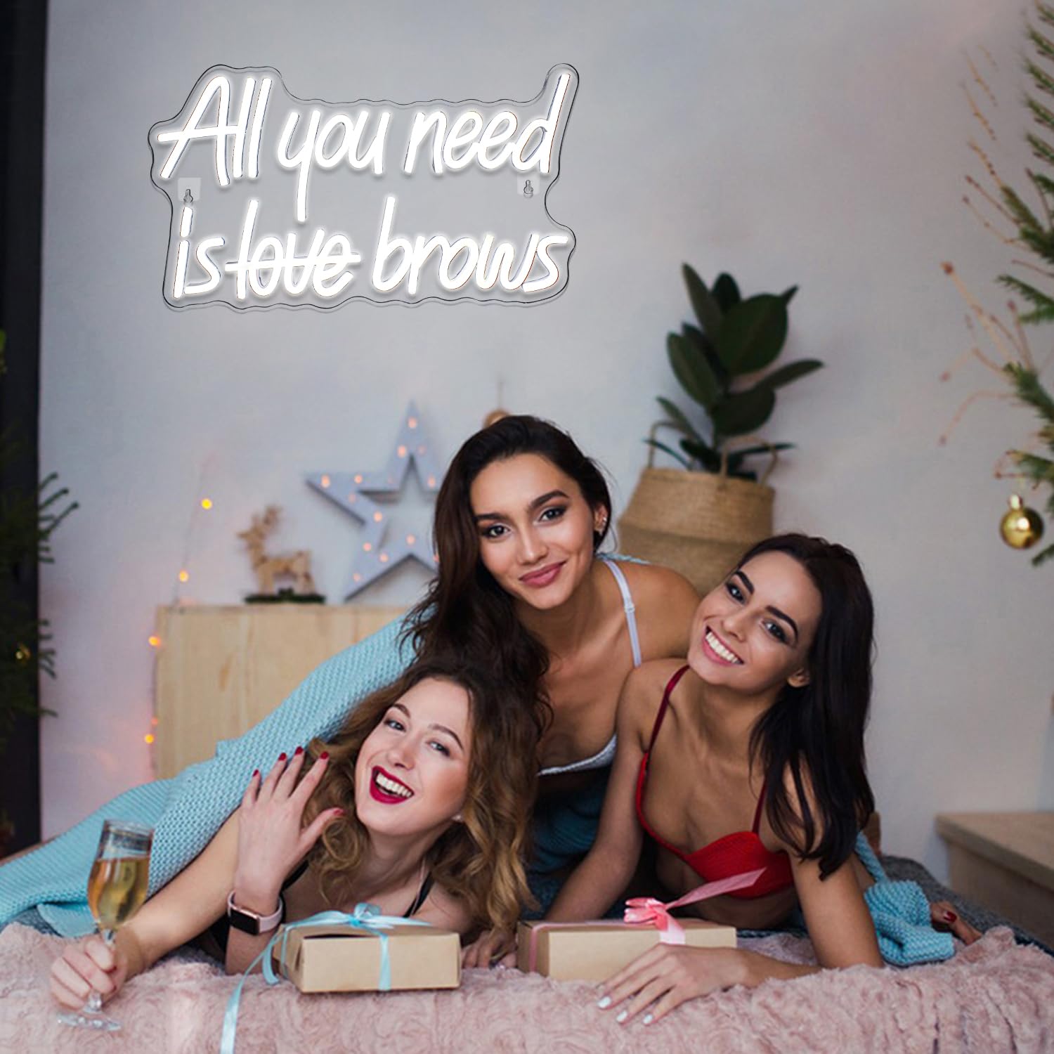 WLHOPE Neon Sign - inAll You Need is Browsin LED Wall Decor for Bedroom, Beauty Shop, and Parties - Acrylic, USB Powered