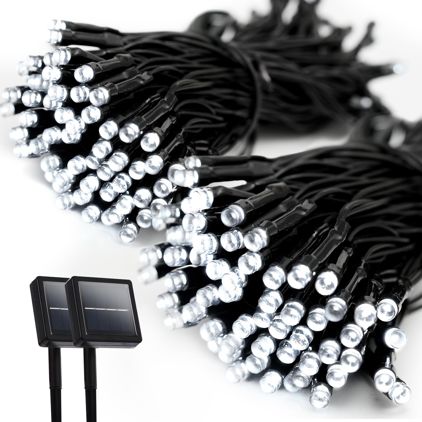Lycklig 2 Pack Solar String Lights 240 LED Waterproof 110FT Cool White Model LY-TYN-PVC-CW-120LED-2P