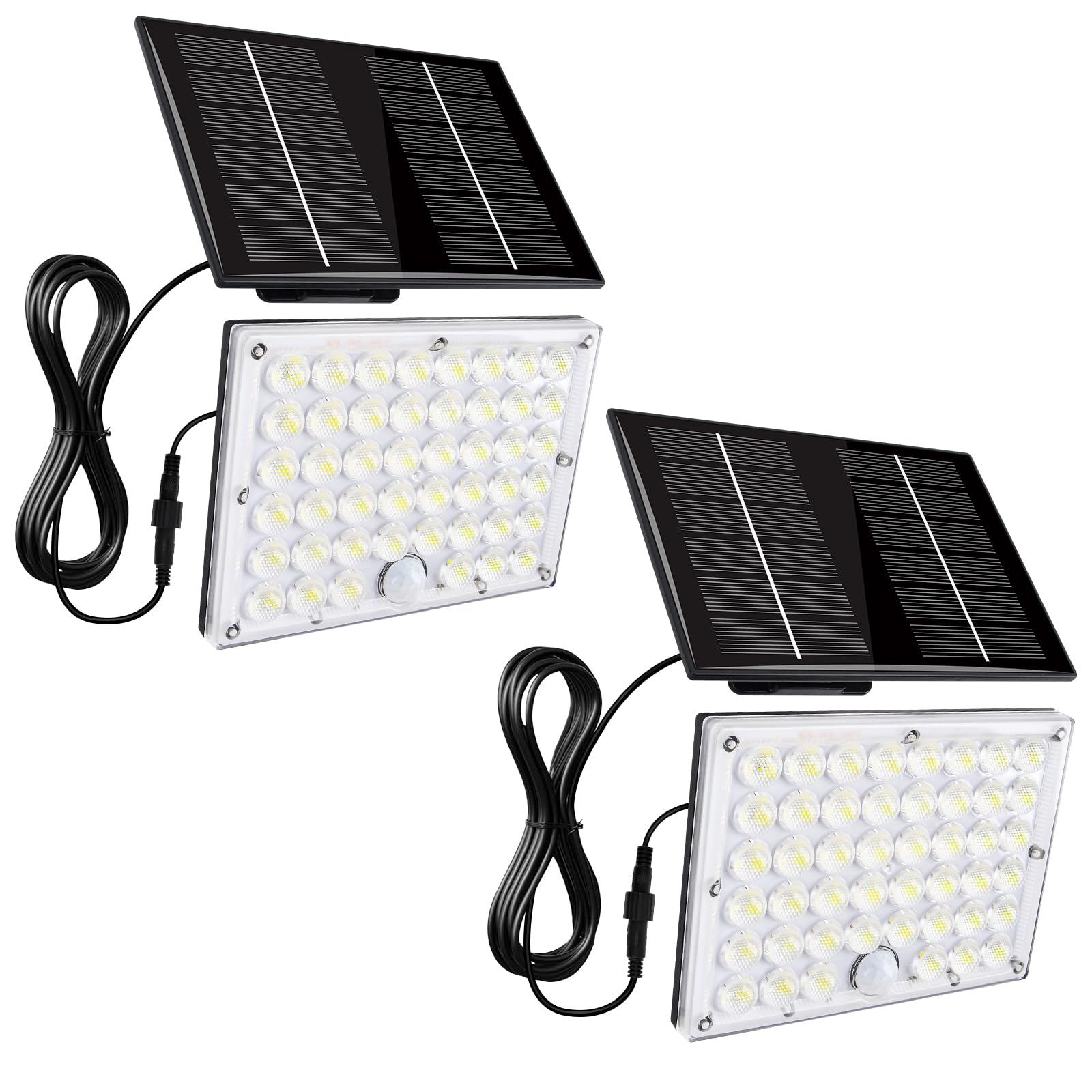 Aialun 184 LED Solar Outdoor Flood Lights, Motion Sensor, IP65 Waterproof, 2 Pack, Standard Size, Black, Model TGD01