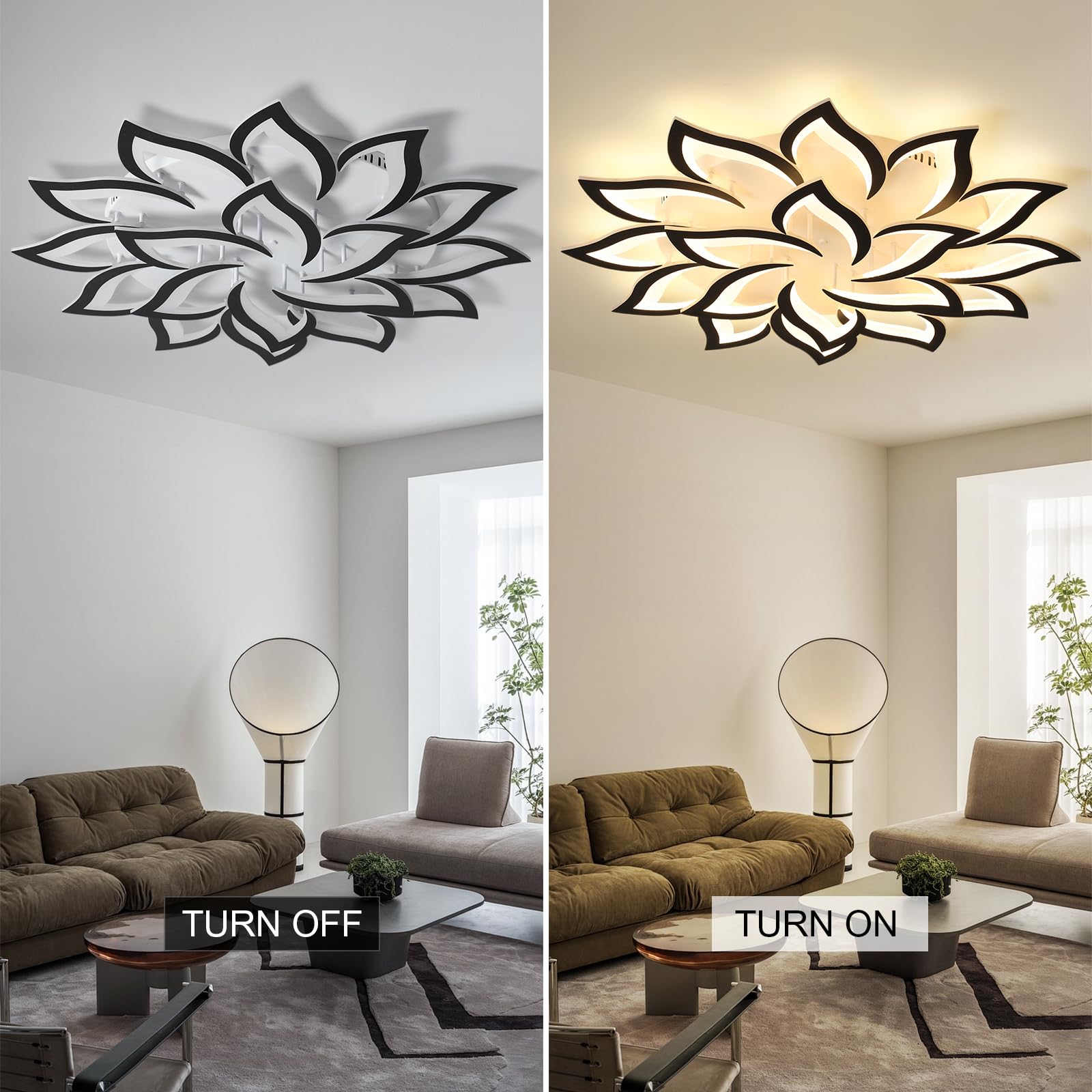 Jaymp 39.4'' Flower Shaped Ceiling Light Dimmable Modern Ceiling Lamp Remote Control Led Lighting Fixture For Living Room Dining