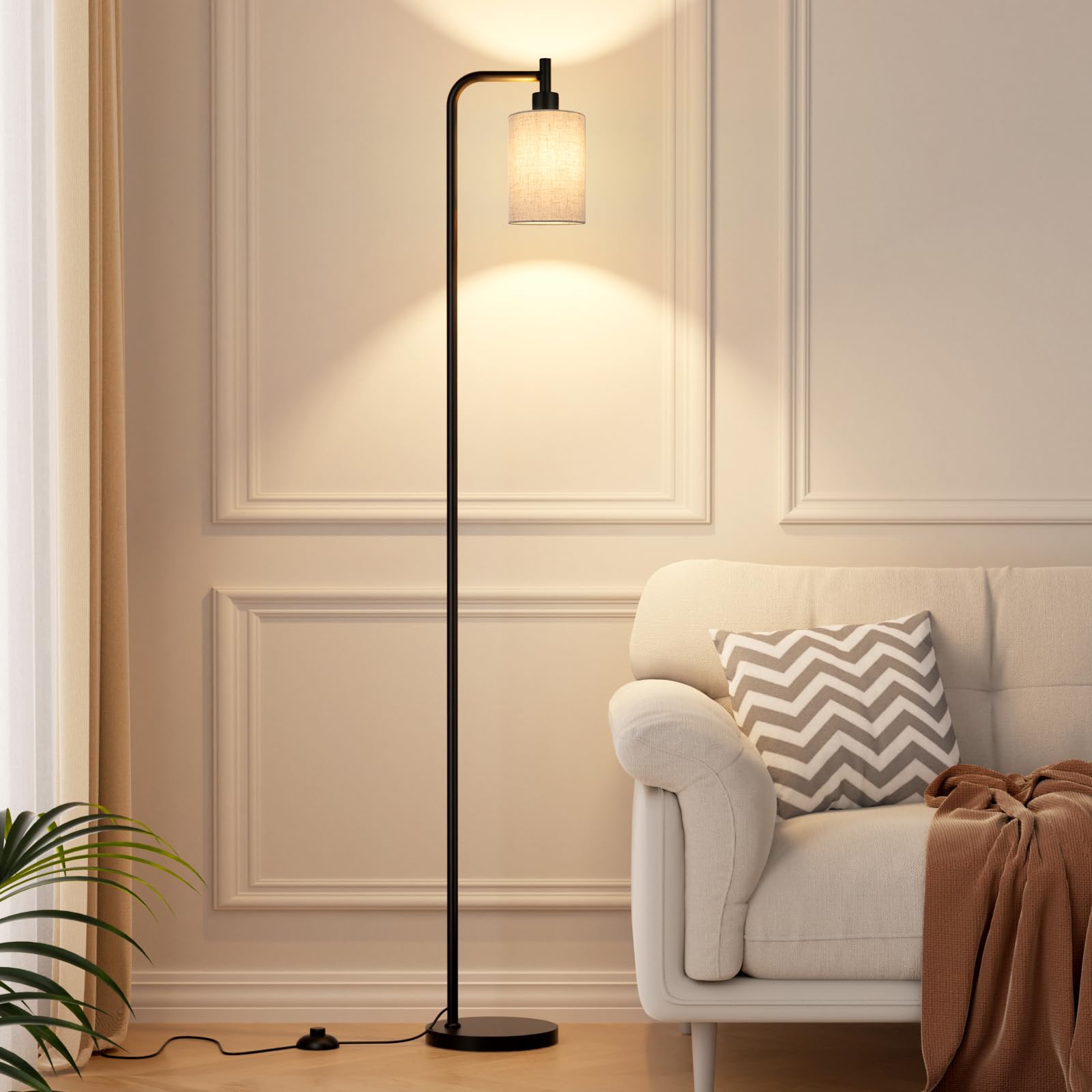 Ziisee Floor Lamps for Living Room - Tall Standing Lamp with Linen Shade, Floor Lamp with LED Bulbs, Modern Floor Lamps for Bedr