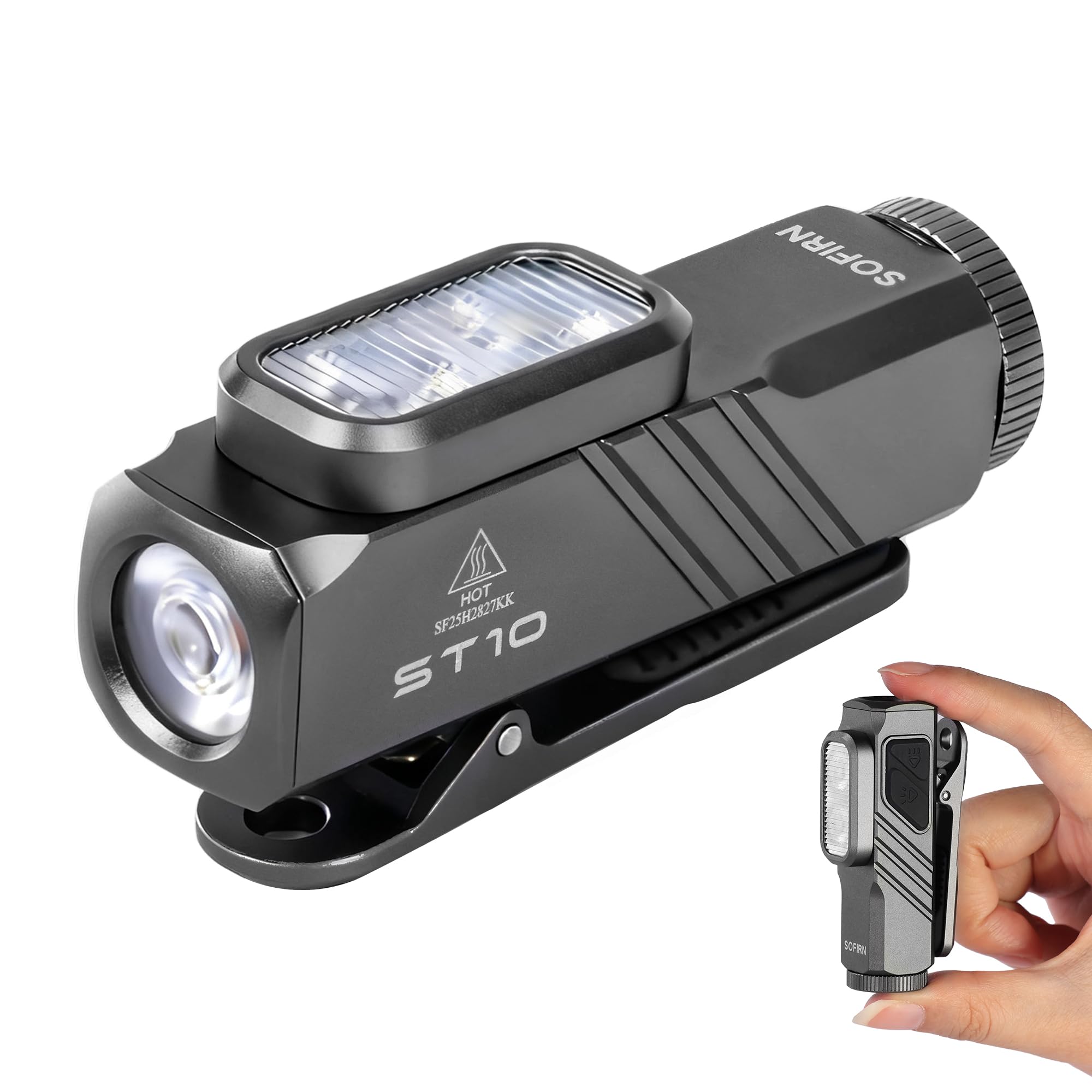 sofirn ST10 EDC Clip-ON Flashlight Rechargeable with 660nm Deep Red Light, 1000 Lumens Bright IPX6 Multi-Mode Magnetic Small Poc