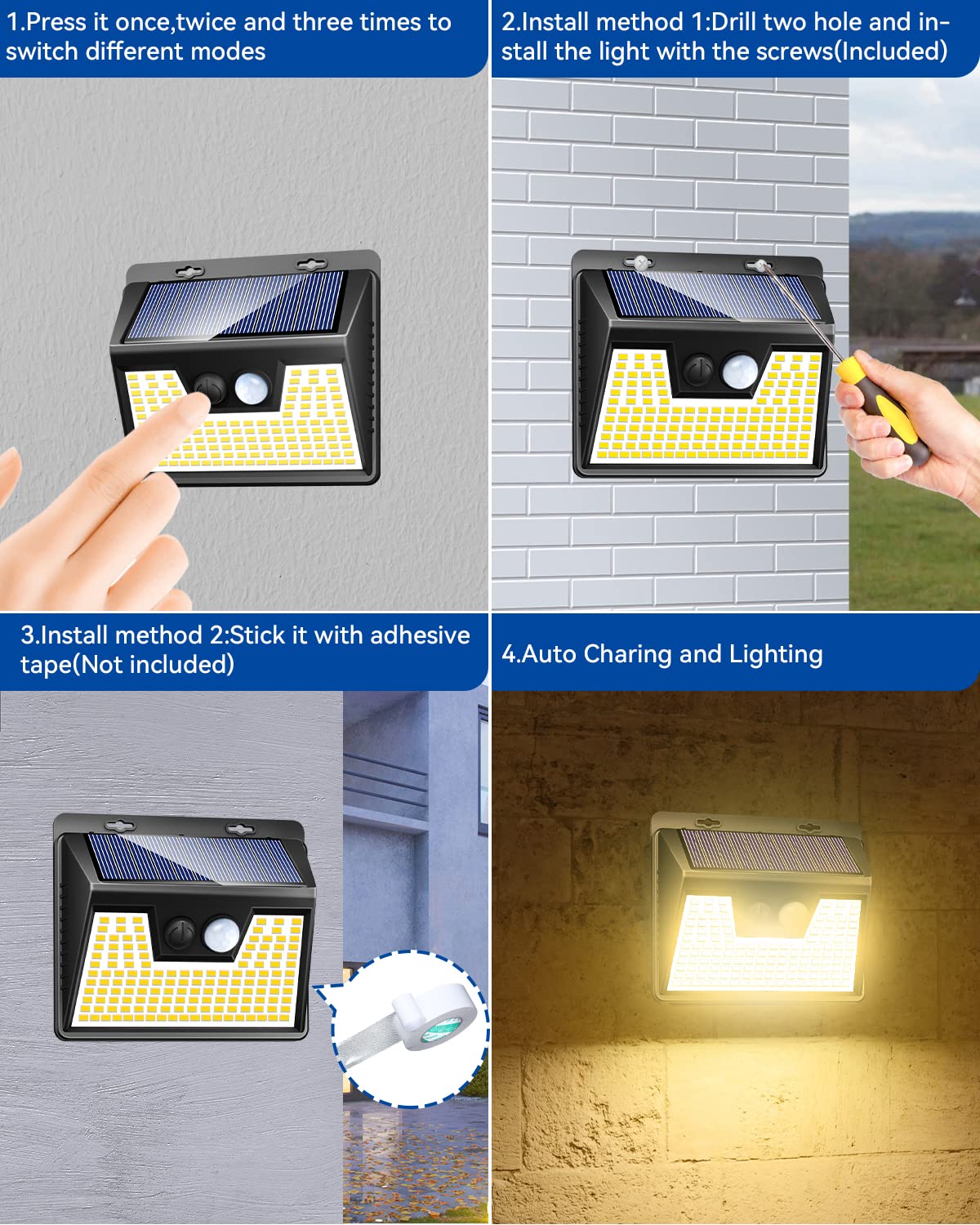 Peasur Solar Outdoor Lights, 10 Pack, 3000K Warm White, Motion Sensor, Waterproof Security Lights For Garden Yard