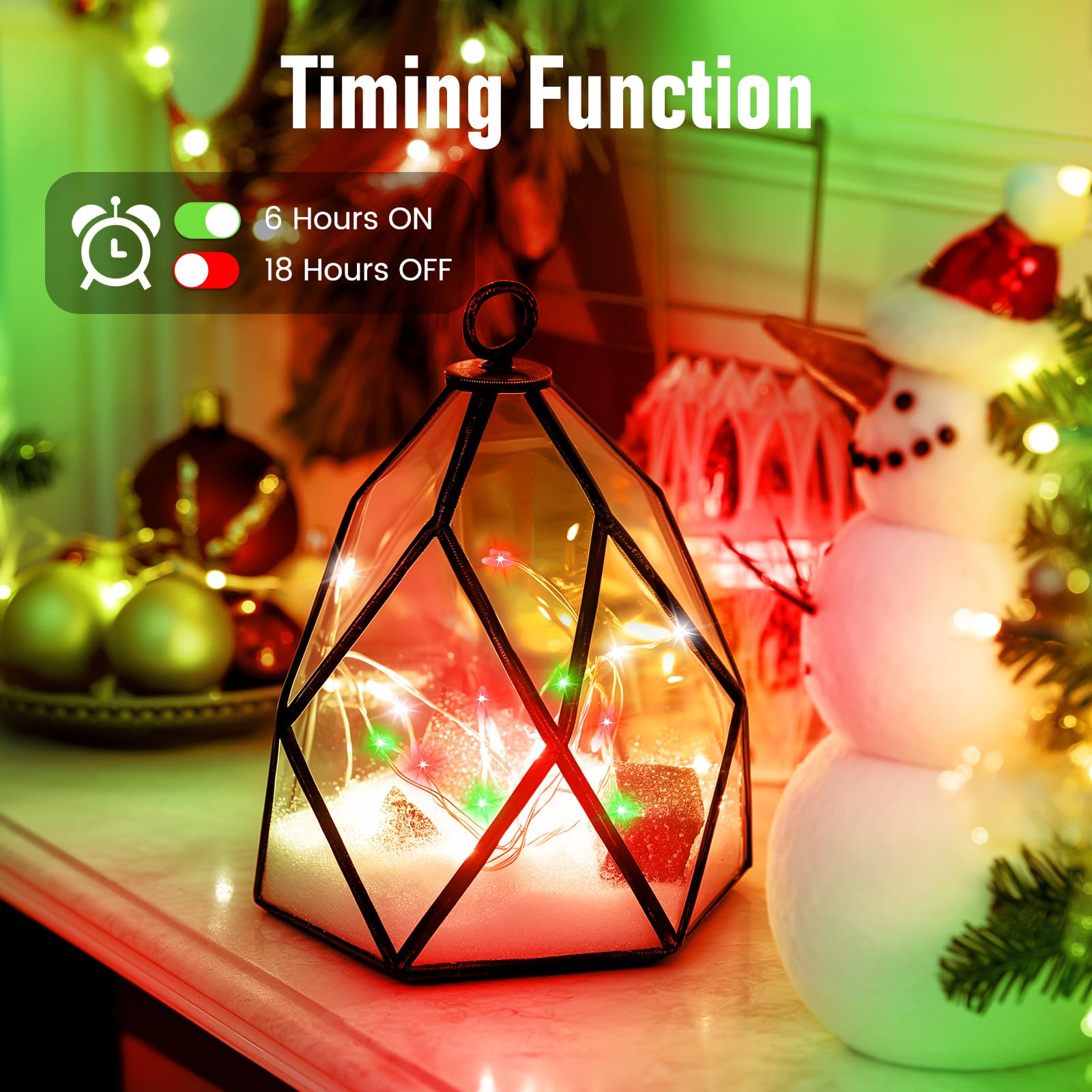 5 Pack Fairy Lights Battery Operated, 7 Feet 20 Led String Lights With Timer, Waterproof Firefly Lights On Silver Wire For Home Party Wedding Christmas Decorations, Red Green White