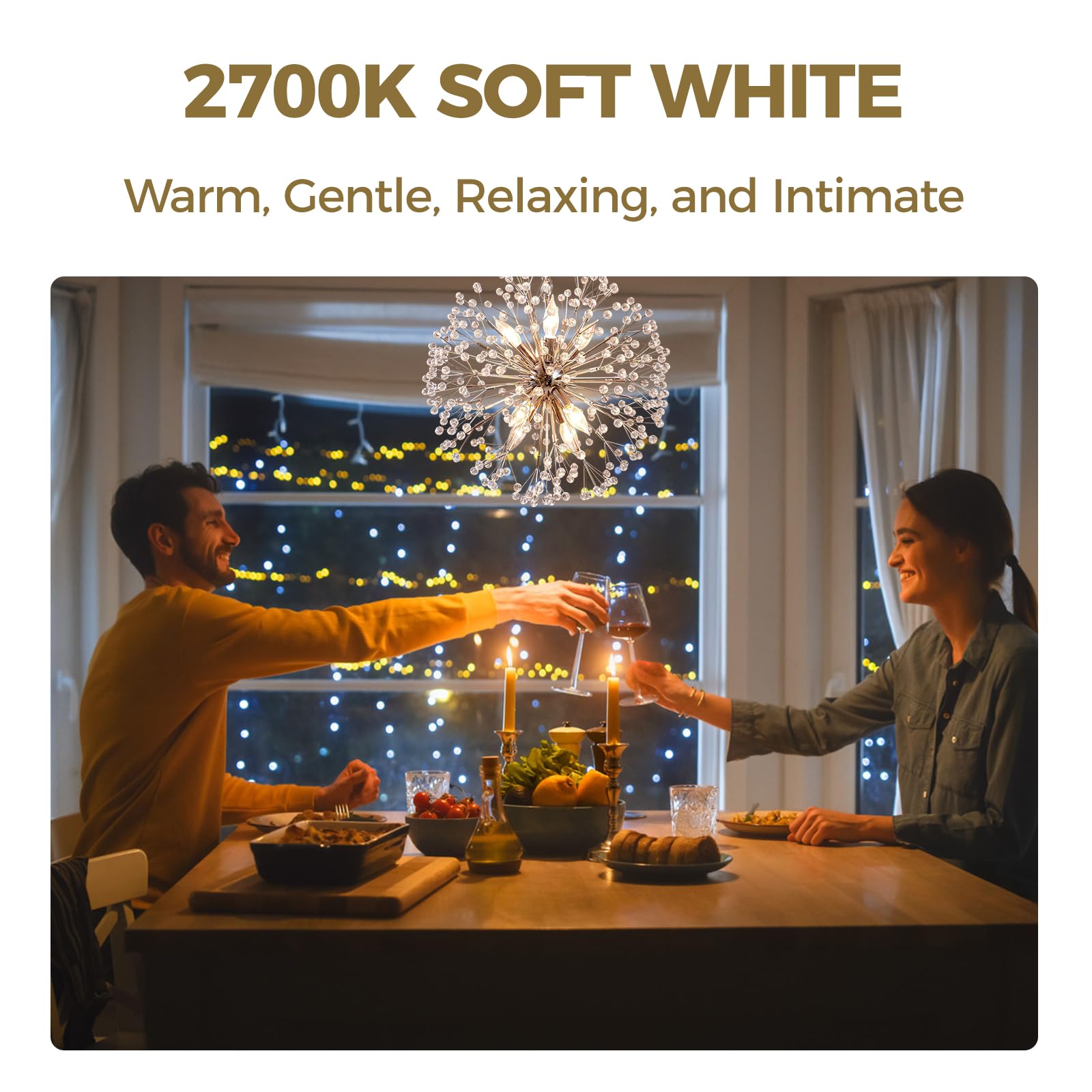 Hizashi E12 Candelabra Bulbs 40 Watt Equivalent, 90+ Cri Dimmable E12 Led Bulb Flame Tip Chandelier Light Bulbs, 4W 450Lm 2700K