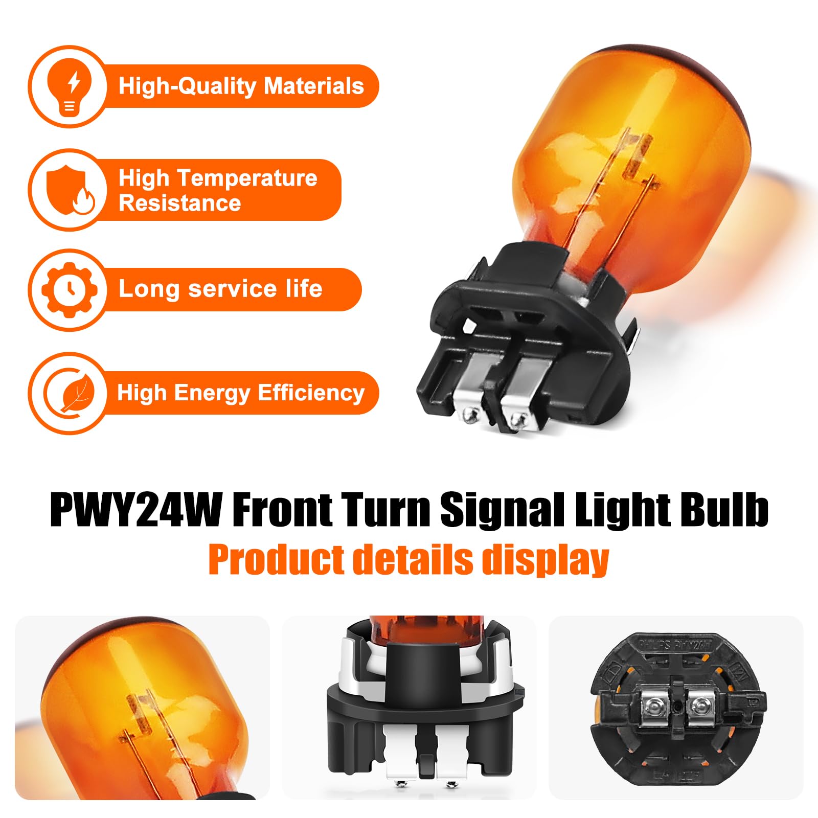lodfGL PWY24W Turn Signal Light Bulbs (2 Pack) - 12V 24W Replacement for Audi, Ford, Passat, Octavia, Lavida, Mondeo,