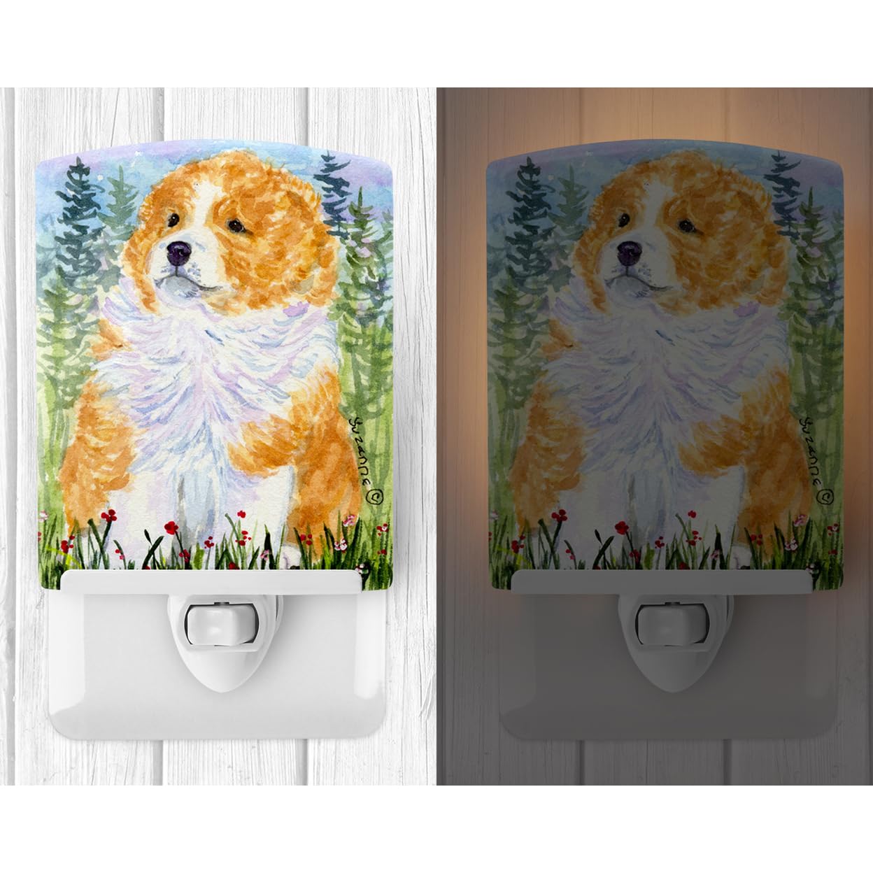 Caroline'S Treasures Ss8918Cnl Sheltie Ceramic Night Light Compact, Ul-Certified, Ideal For Bedroom, Bathroom, Nursery, Hallway, Kitchen, 6X4X3, Multicolor