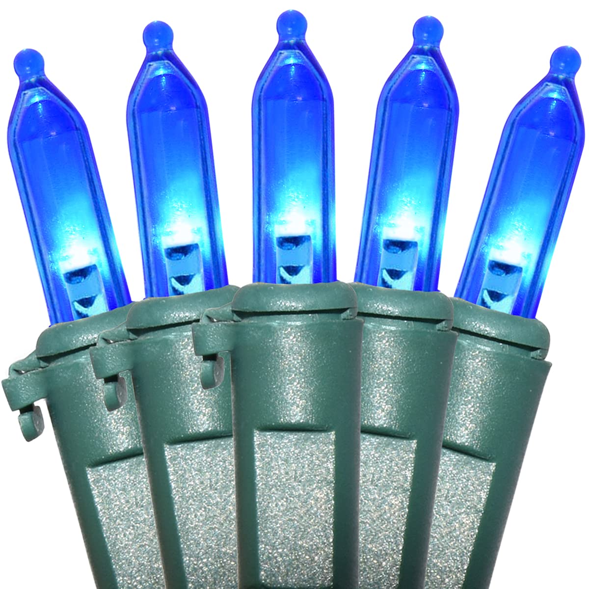 Holiday Essence Blue LED Xmas String Light 100 Count Green Wire 26.9 Ft Incandescent Hanukkah Traditional Light for Indoor Outdo