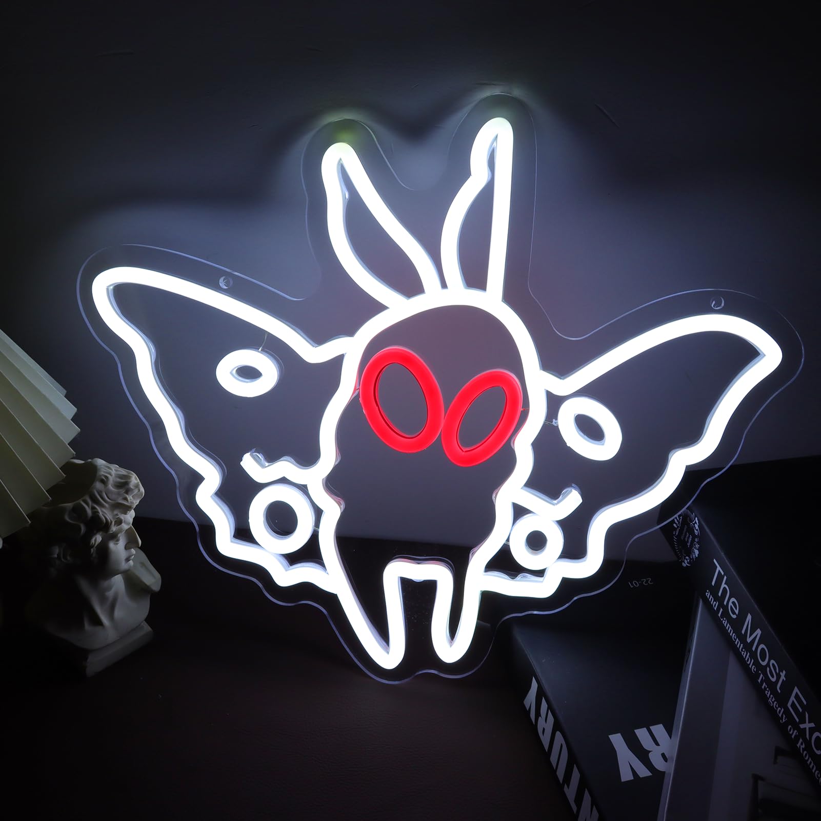 Fuendkf Mothman Neon Signs For Wall Decor  Dimmable Led Neon Light For Bedroom Party Birthday Gifts Usb Power Neon Lights For Man Cave Decoration
