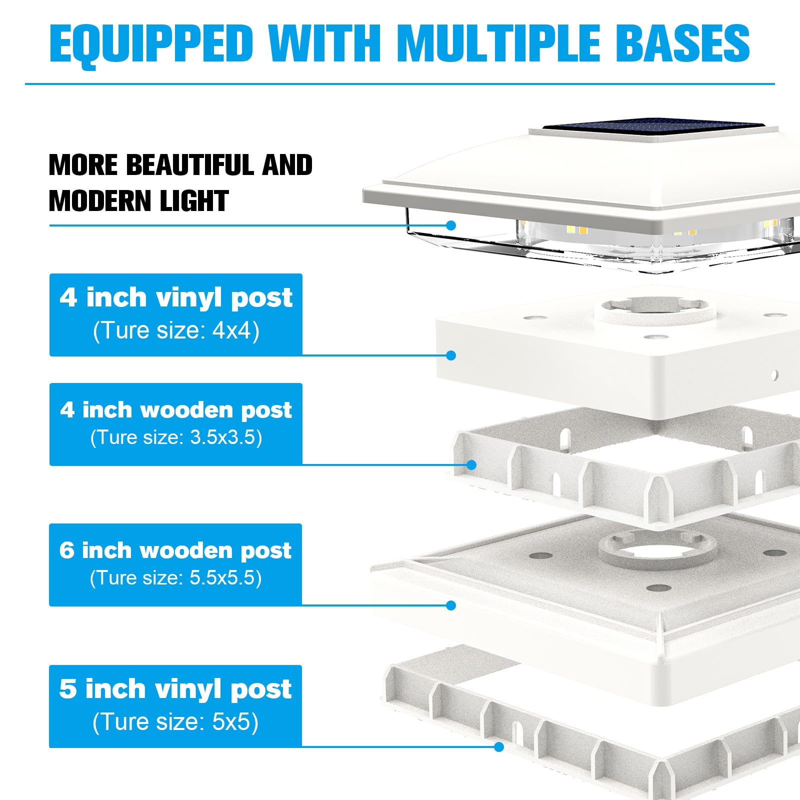 Volisun Solar Post Cap Light Outdoor Waterproof 12Pack,Solar Fence - Post Lights For 4X4 5X5 6X6 Wooden/Vinyl Post,White Deck Po