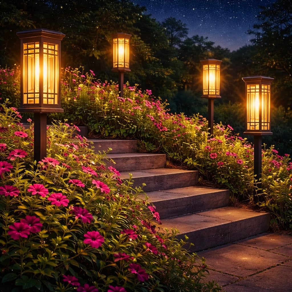 ALLIVING 8 Pack Solar Lights Outdoor Waterproof, Bright Solar Pathway Lights with Auto On/Off, Weatherproof Garden Landscape Lig