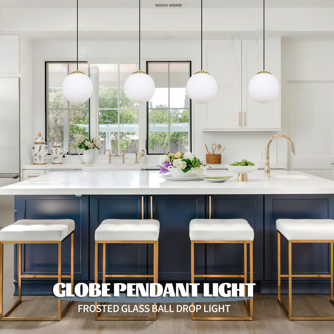 Koko&Yukina 6&quot; Mini Globe Pendant Light - Opal Glass & Brass Finish For Modern Home Decor