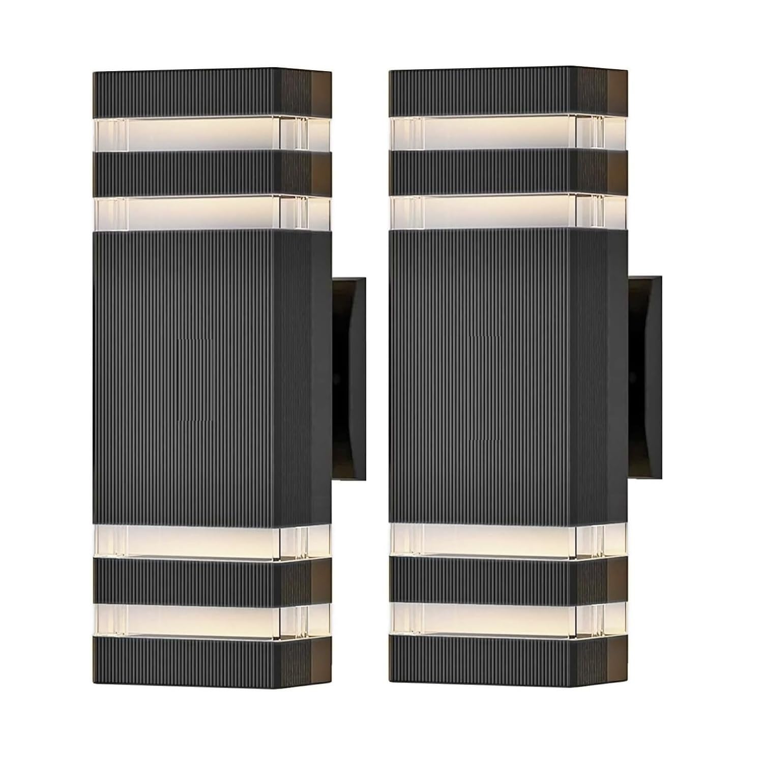 JESENBIL Outdoor Wall Light, Up and Down Exterior Modern Black Wall Sconces, Waterproof Outdoor Lighting Wall Mount Aluminum Por