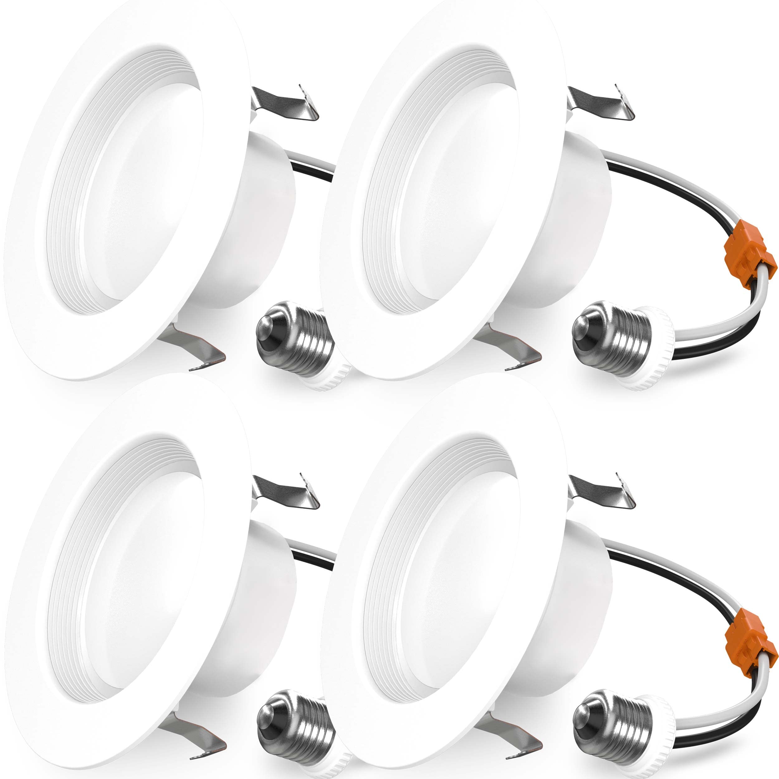 Sunco 4 Pack Retrofit LED Recessed Lighting 4 Inch, 2700K Soft White, Dimmable Can Lights, Baffle Trim, 11W=60W, 660LM, Damp Rat
