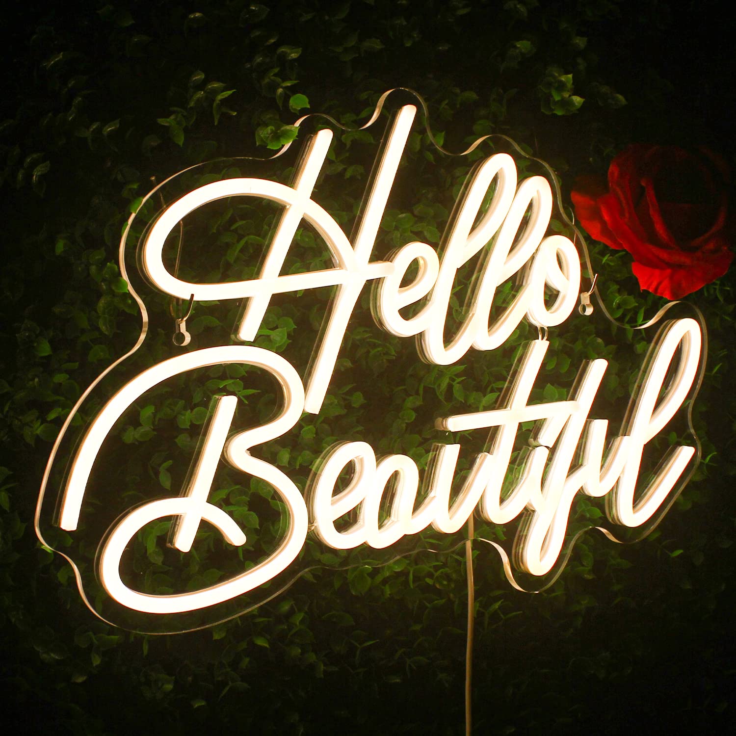 Looklight Neon Sign - Warm White LED Light for Wall Decor, Model NS0725_5, Acrylic Material, USB Powered