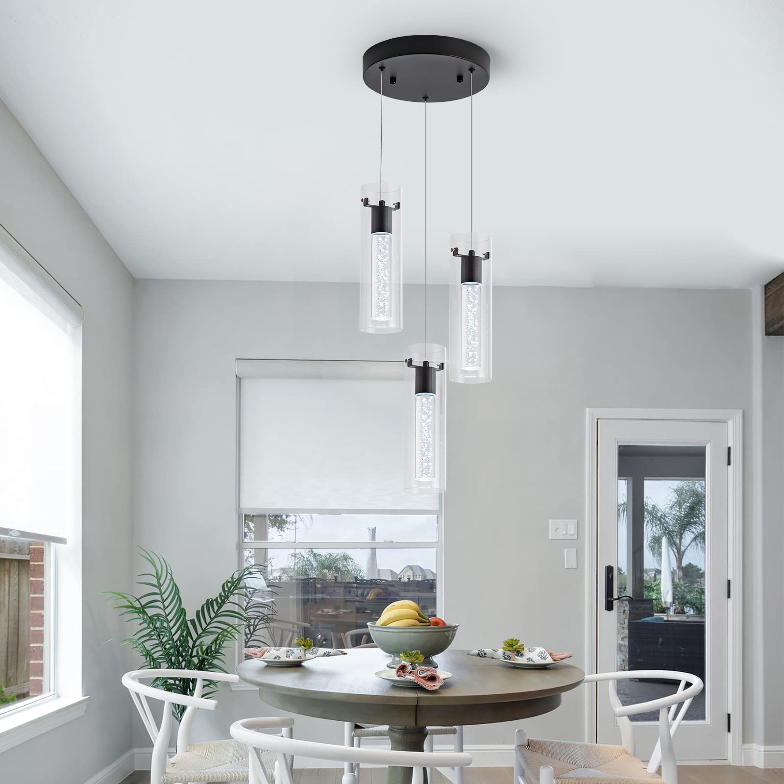 Votag Kitchen Lighting Pendant, Modern Pendant Light With Black Finish, Pendant Lights For Kitchen Island Restaurant, Dining Roo