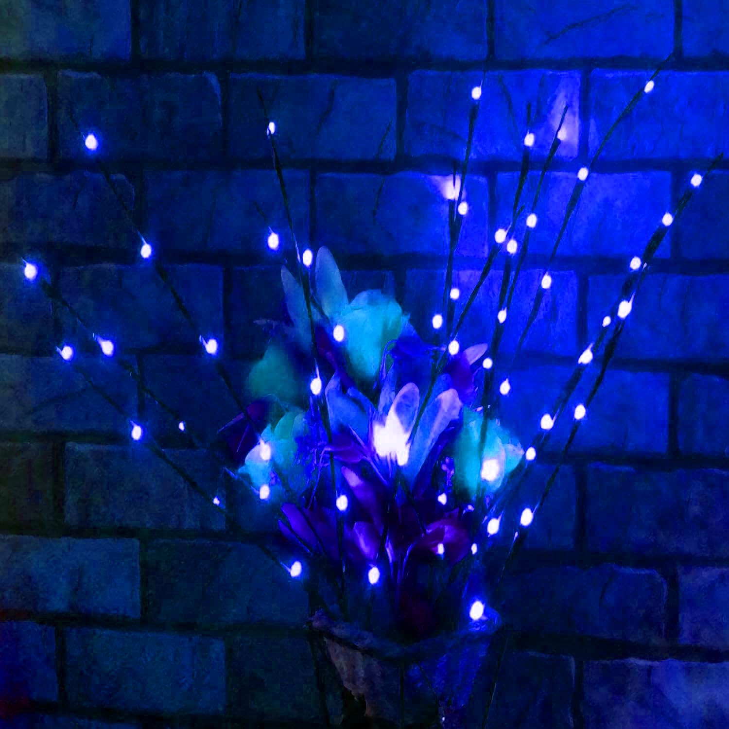 MENCH Branch Lights, 6 Pcs Twig Light Set, USB & Battery Powered, 8 Flashing Modes, Blue, Model BL06BL, Indoor/Outdoor Decor