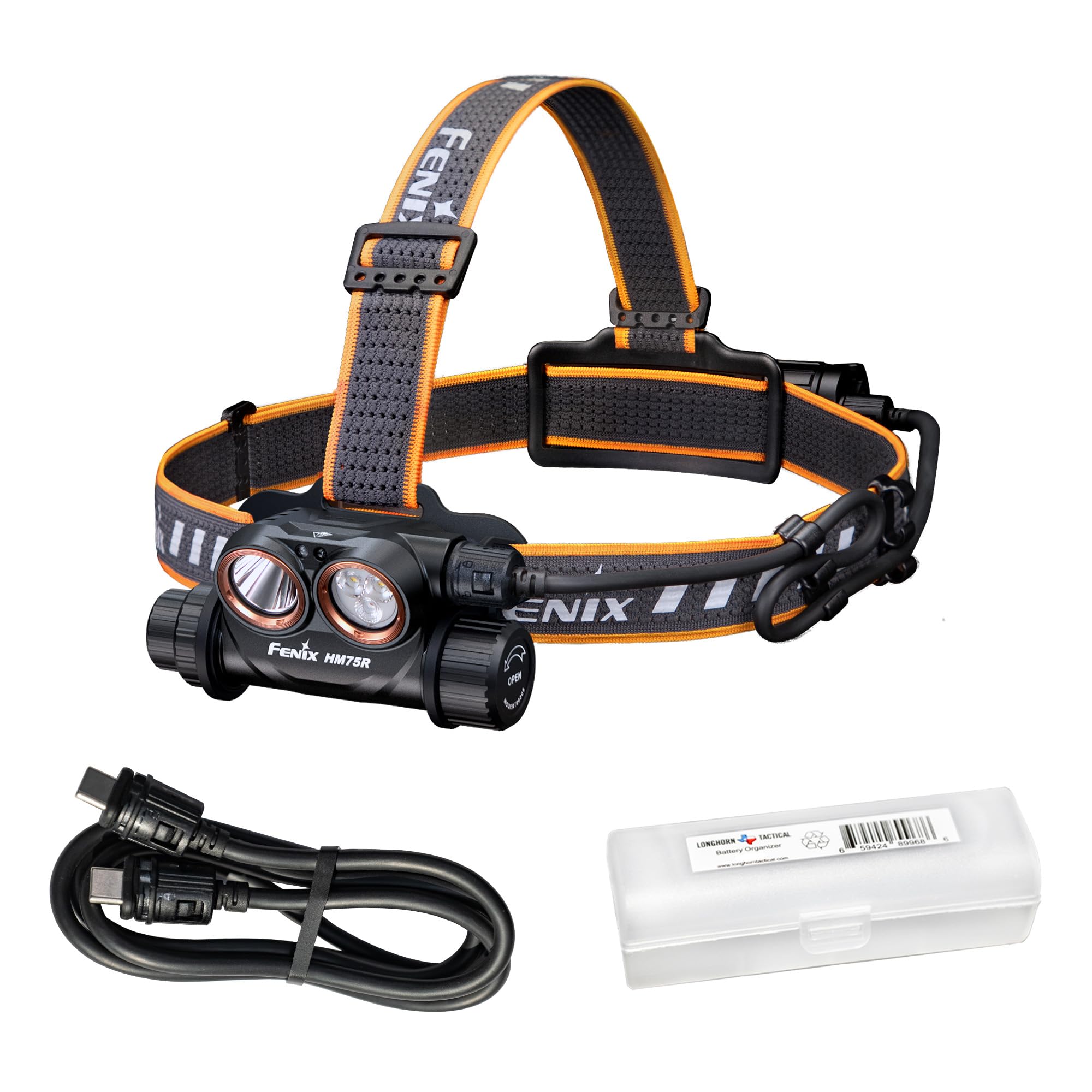 Fenix Hm75R 1600 Lumen Usb-C Rechargeable Headlamp, Battery Extender Pack Included For Extra Long Runtime, White And Red Beams, 