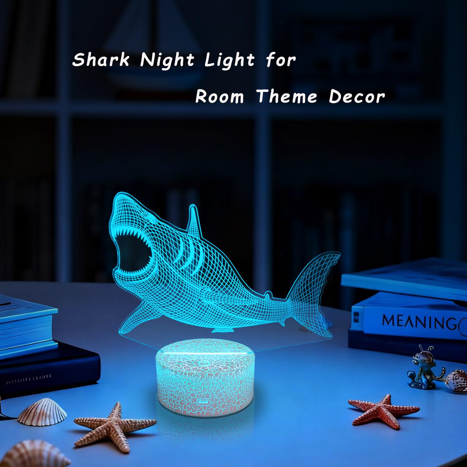 YODAFOOR Megalodon Night Light, Nursery Night Lamp for Kids, 16 Color Changing with Dimmable Remote Control, Toy Shark Gifts for