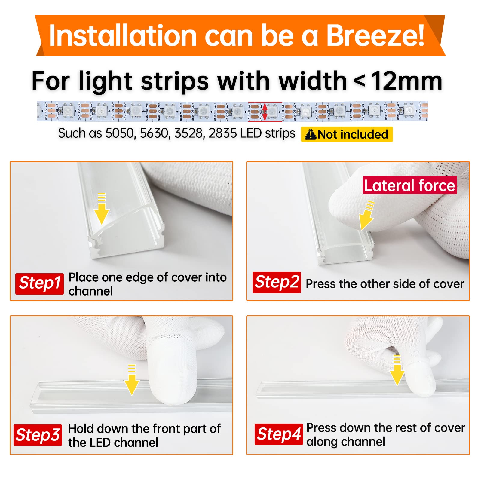 Muzata LED Strip Channel 20Pack 3.3FT Aluminum U Shape Silver with Clear Cover U1ST