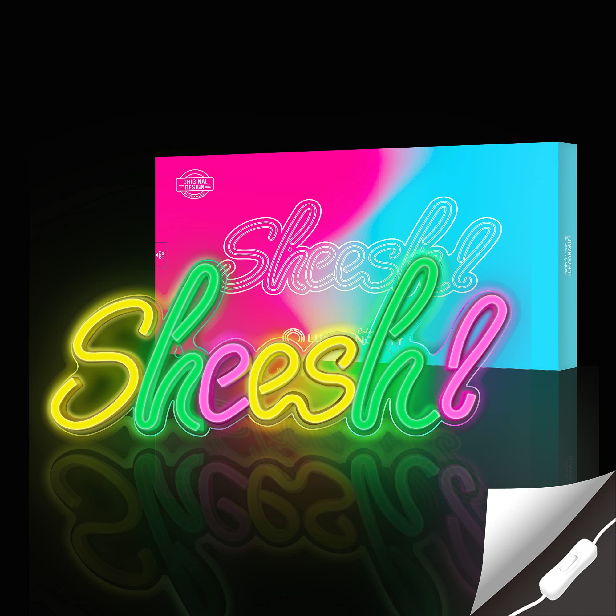 Lumoonosity Sheesh Neon Sign - LED Wall Decor for Gamers, 18.5 x 7.1 inches, On/Off Switch, SHEESH Model NS-SHEESH