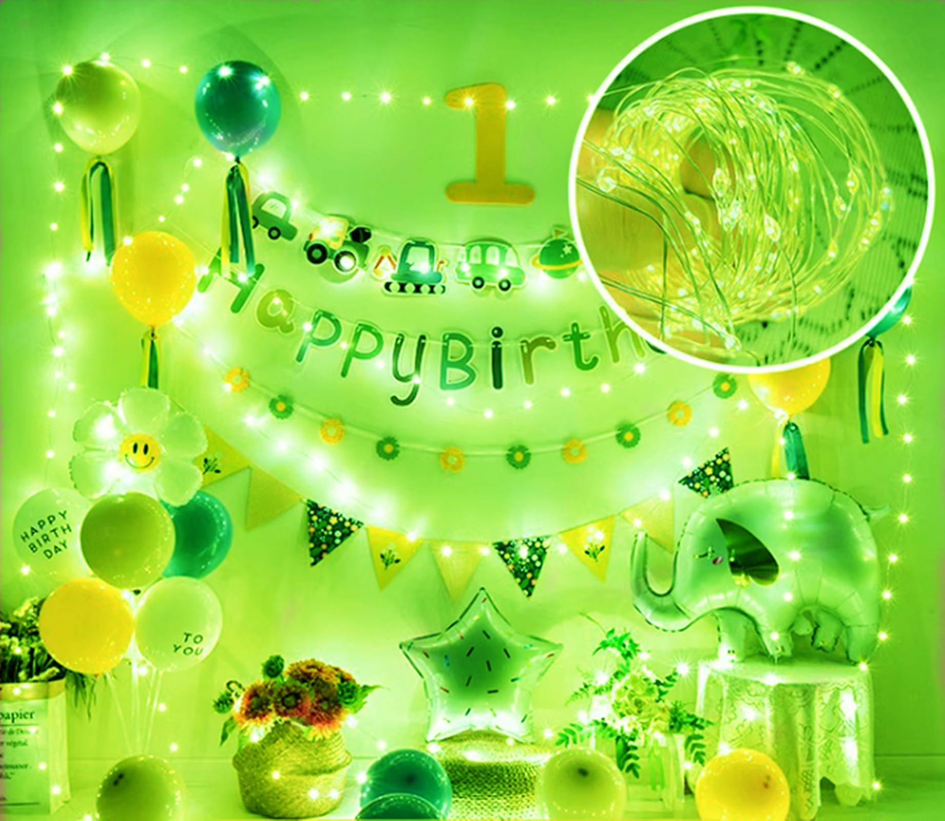 Ranlraka St. PatrickS Day 7Ft Green Fairy Lights, 20 Led, Battery Operated, Waterproof, 3 Speed Modes, Copper Material