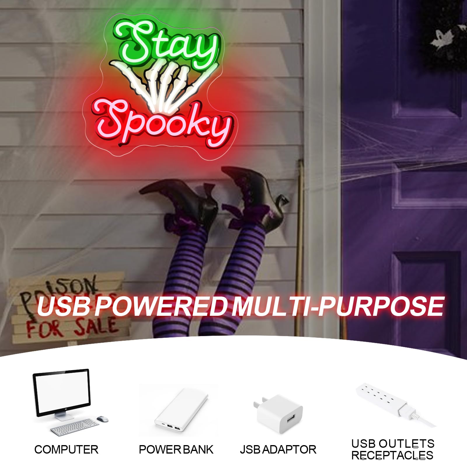 Stay Spooky Neon Sign  Custom Halloween Led Light  Gothic Decor For Halloween Party Ghost Halloween  Personalized Gift  13.8X13