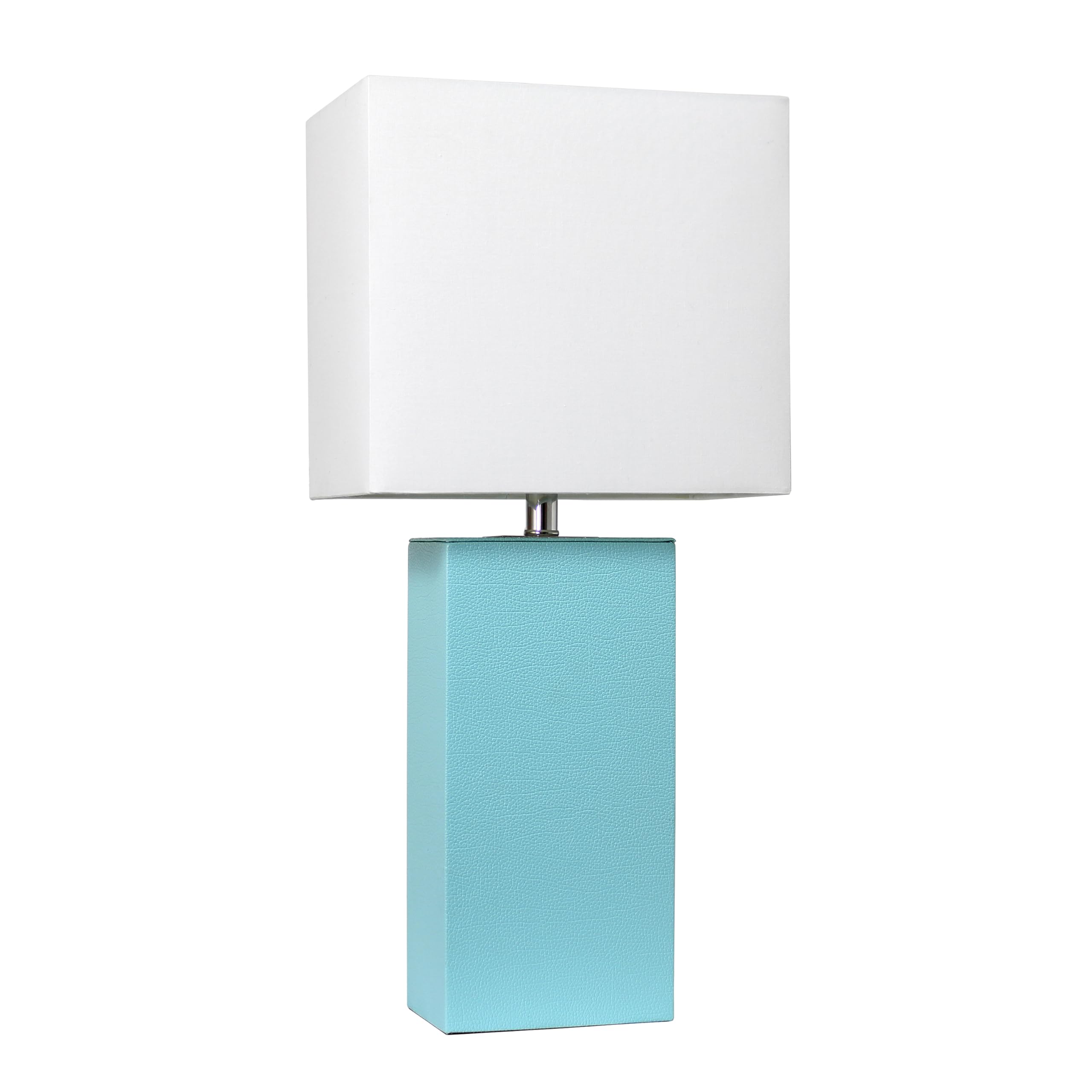 LALIA HOME Bedside Table Lamp, 21in Modern Design, Aqua Fabric Shade, Model 1270-LHT-3008-AU, Wood & Metal Base