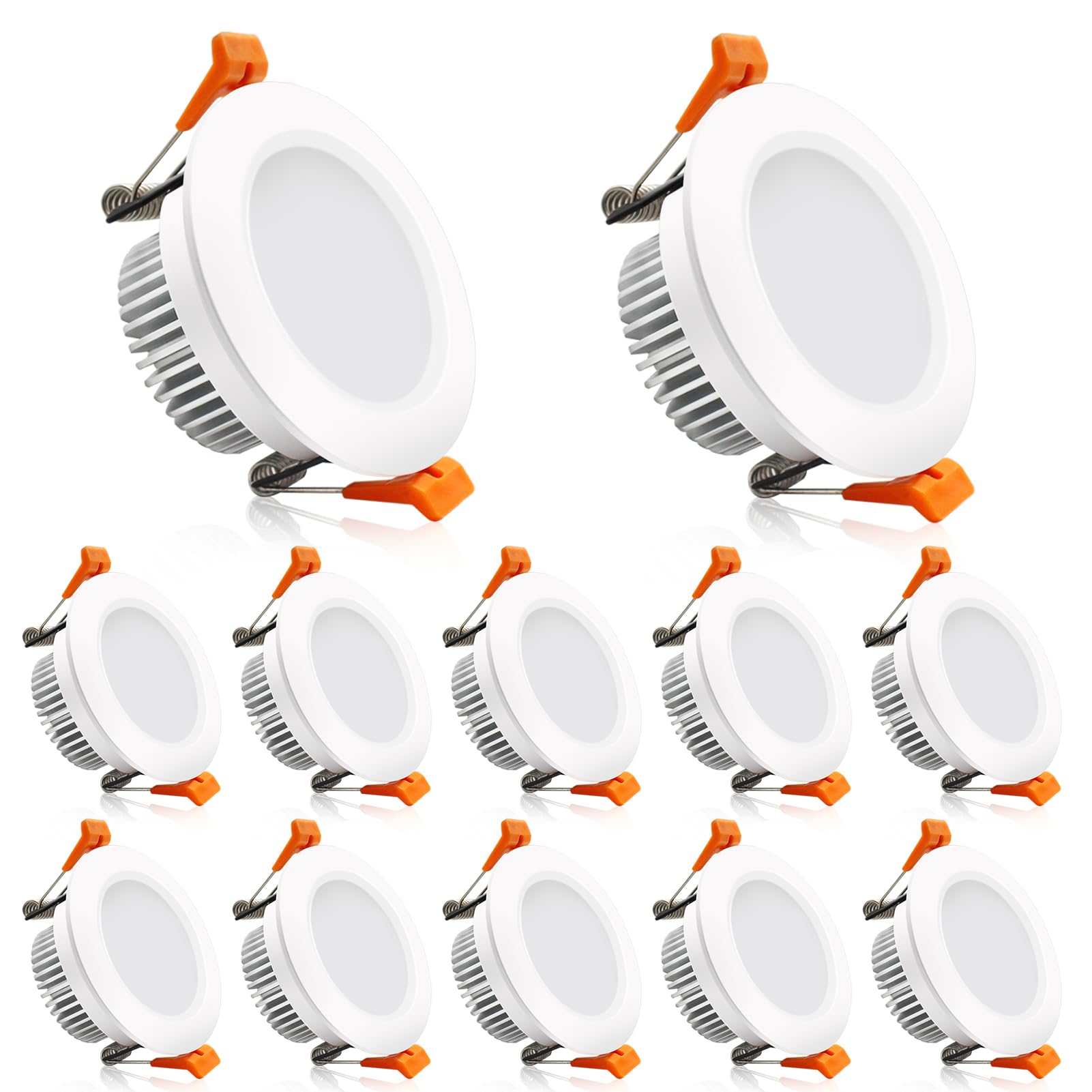 LightingWill 2 Inch LED Downlight, Dimmable 3W, 2700K Ultra Warm White, 12 Pack, Plastic, Model LS8-TD-WMTD-3W