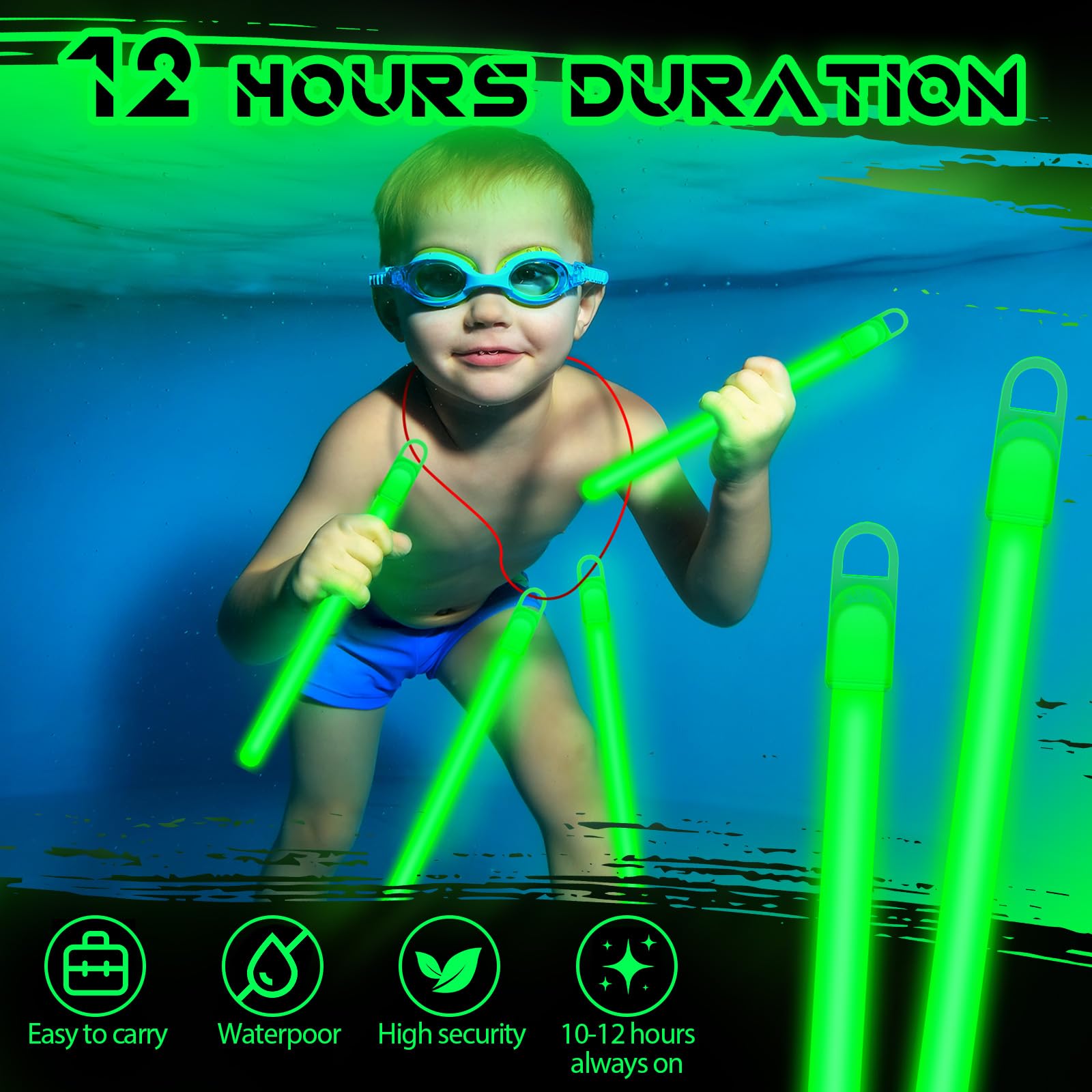 Lewtemi Glow Sticks Bulk, 100 Pack, Green, 6 Inch, Fluorescent Rods, Perfect for Parties and Holidays, Model OB-Lewtemi-3011