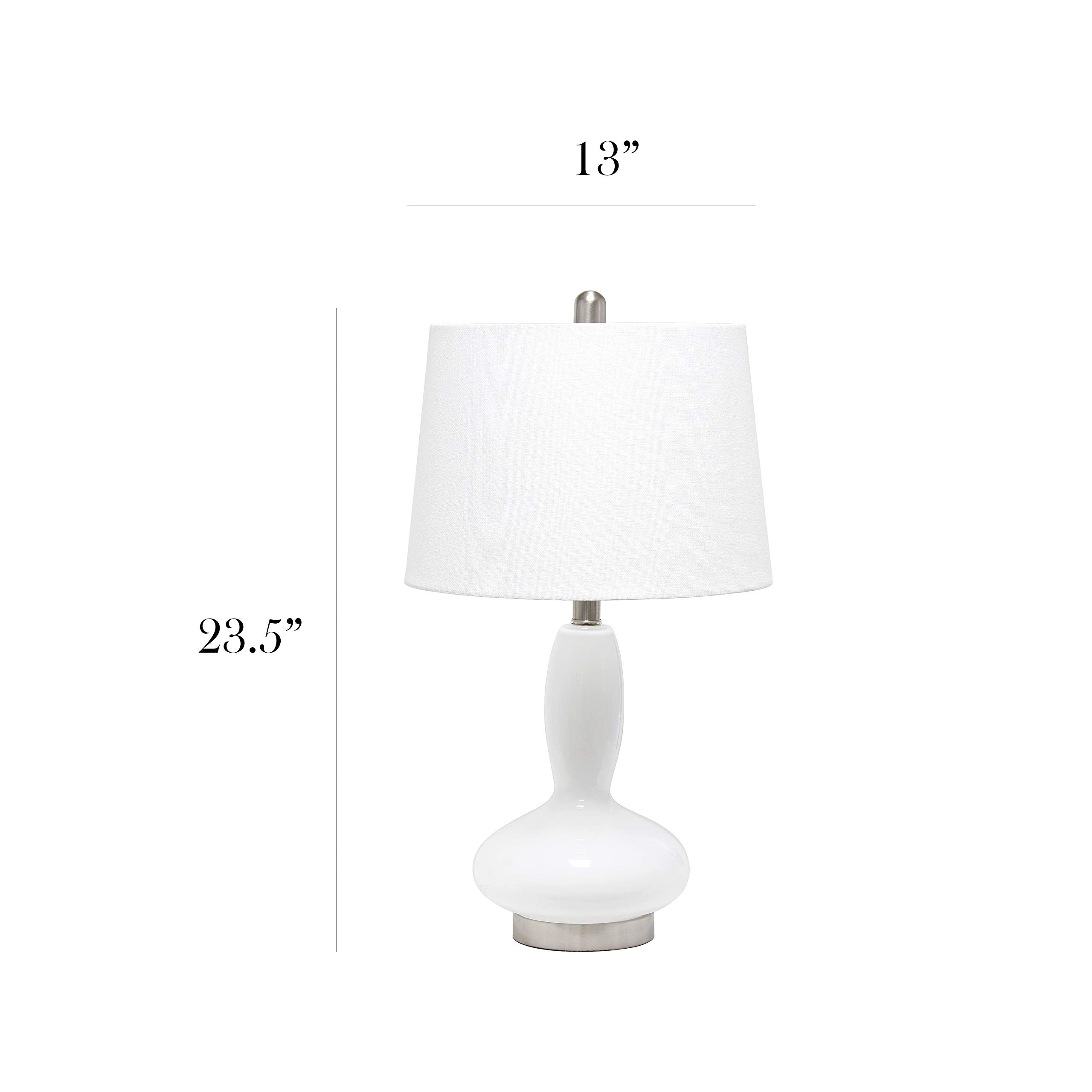 Elegant Designs LT3315-WHT Contemporary Glass Table Lamp, White, Curved Design