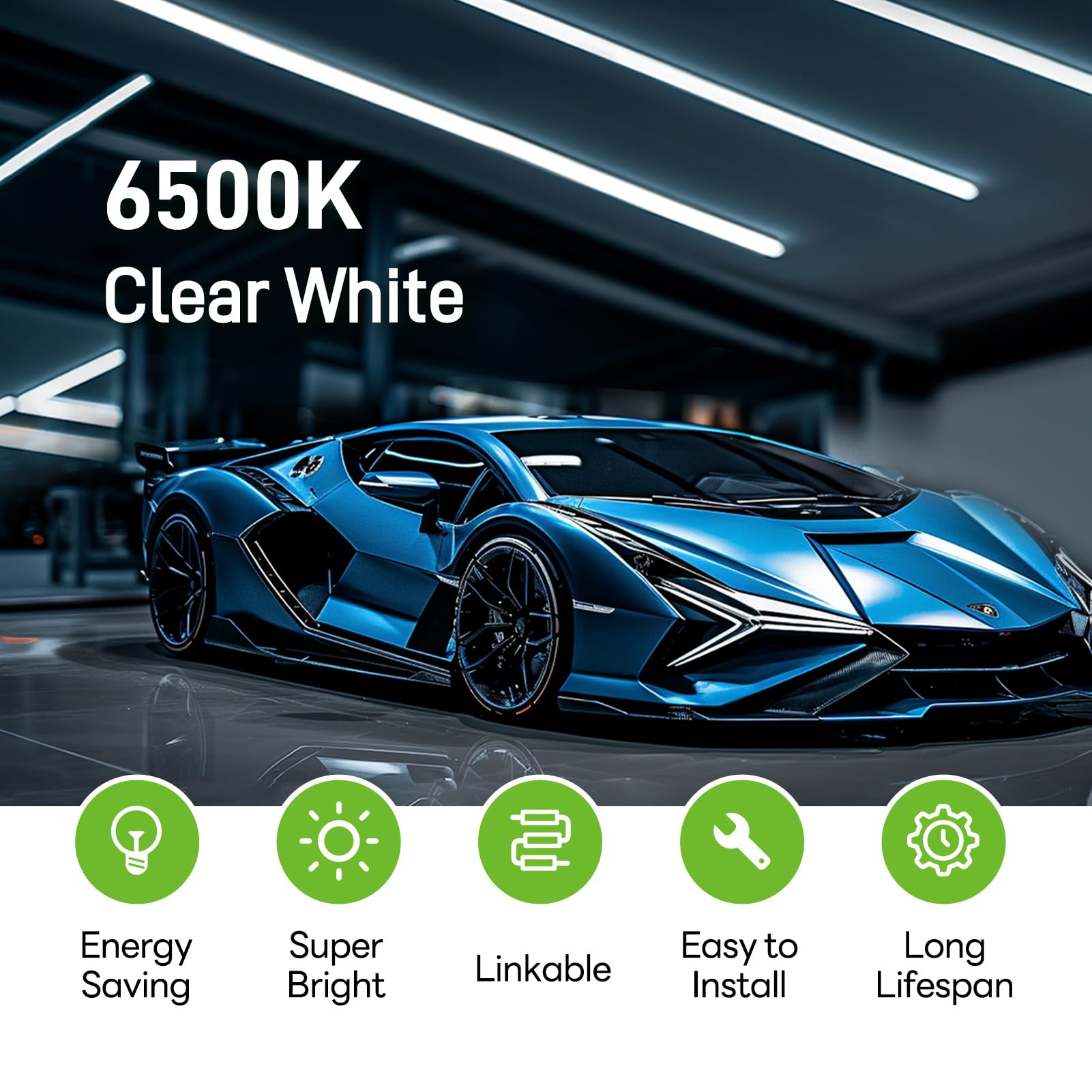 Paklighting 4FT LED Shop Lights, 2300LM, 6500K Cool White, Energy Efficient, Aluminum, 8 Pack