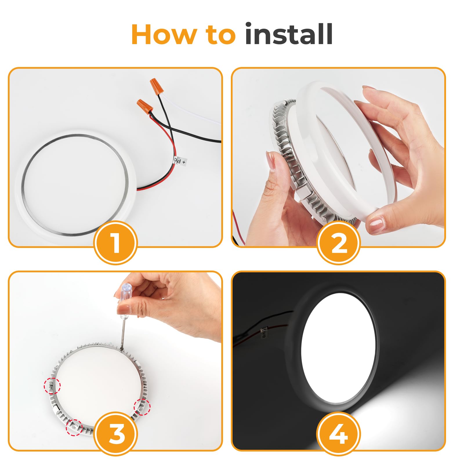 Gzv Rv Interior Lights  Rv Puck Light  Dimmable Led Ceiling Lighting For Camper  Dc 12V 4.75 Inch  Rv Round Lights For Inside  Led Lights For Travel Trailer Boat 4 Pack (3000K - Warm White)