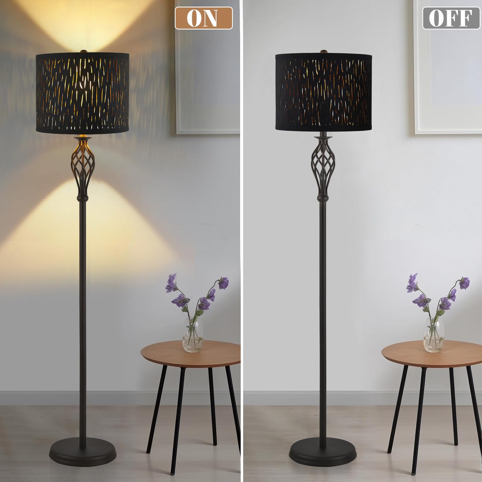 Set Of 2 Drum Lamp Shade 13'' Top X 13'' Bottom X 9'' High (Spider) Black Pattern Carved Color For Table Lamps & Floor Lamps Rep