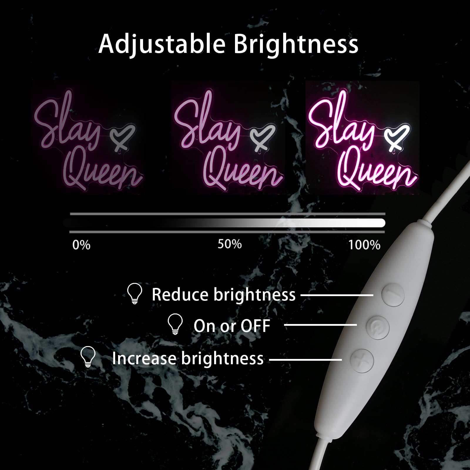 FAXFSIGN Neon Sign - Slay Queen LED Light for Wall Decor, 12.6inx15.75in, Colorful, Model: Neon