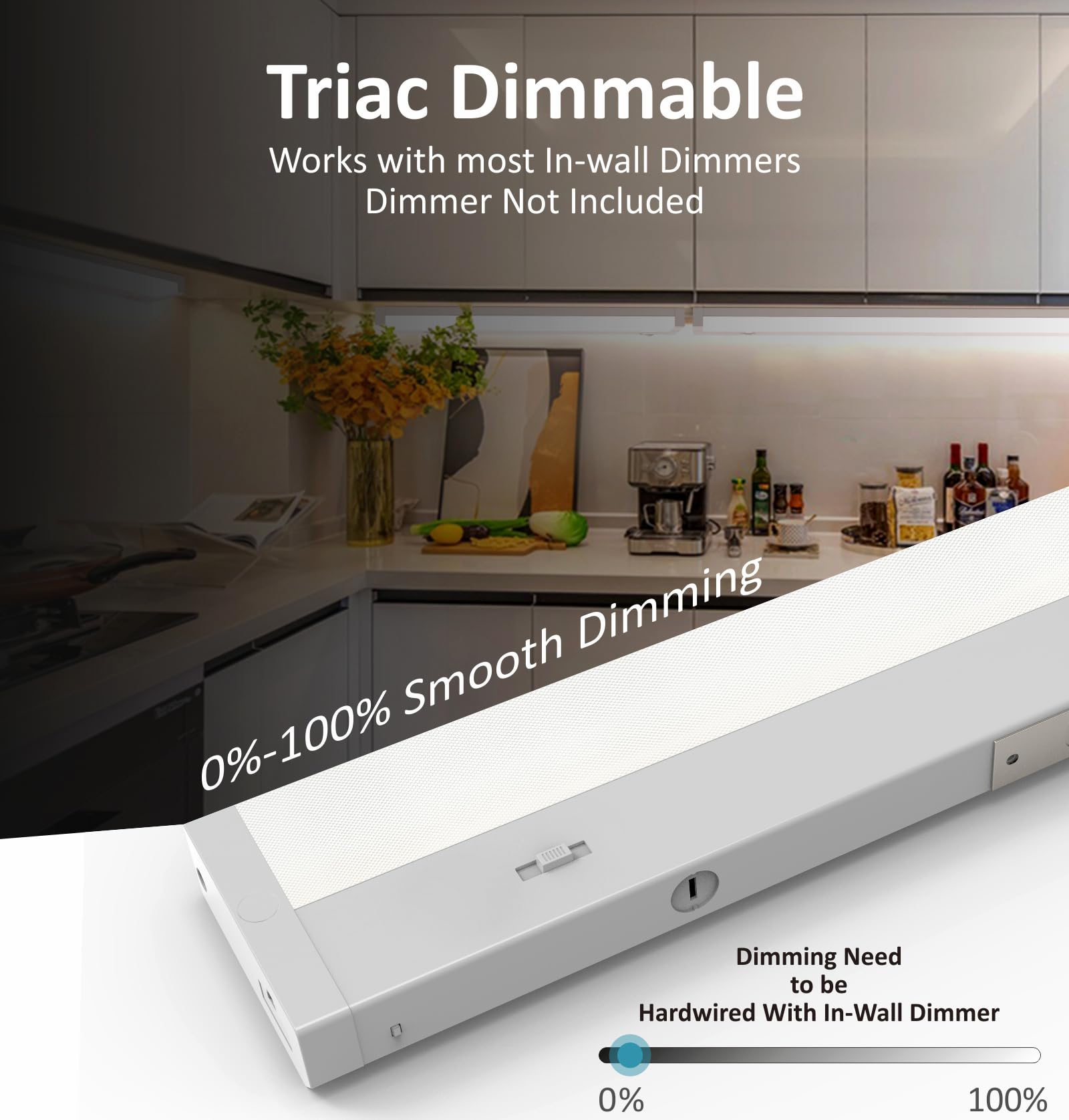 Leetdud Led Under Cabinet Lighting Hardwired Or Plug In, 32 Inch 16W, Dimmable 5 Color 2700K/3000K/3500K/4000K/5000K, Linkable E