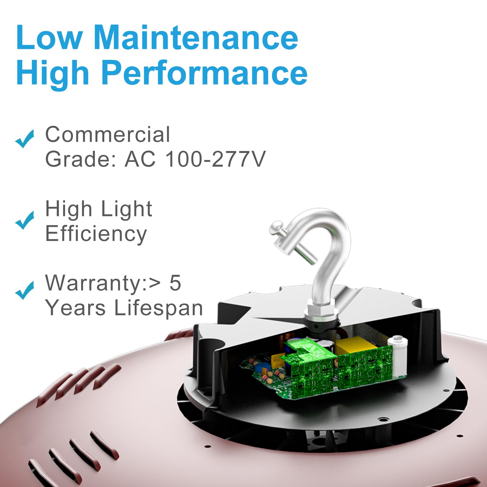 Lightdot 250W (260X1W) Led High Bay Lights 37500Lm Ufo High Bay Led Shop Lights With Us Plug, Ac100-277V 5000K Commercial Wareho