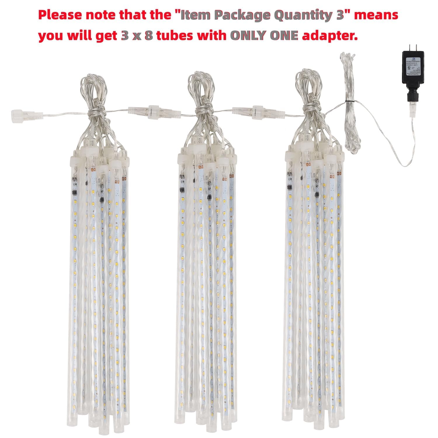 LJLNION 24 Tubes Meteor Shower Lights, 864 LED Icicle Lights, Connectable Raindrop Light, Multicolor