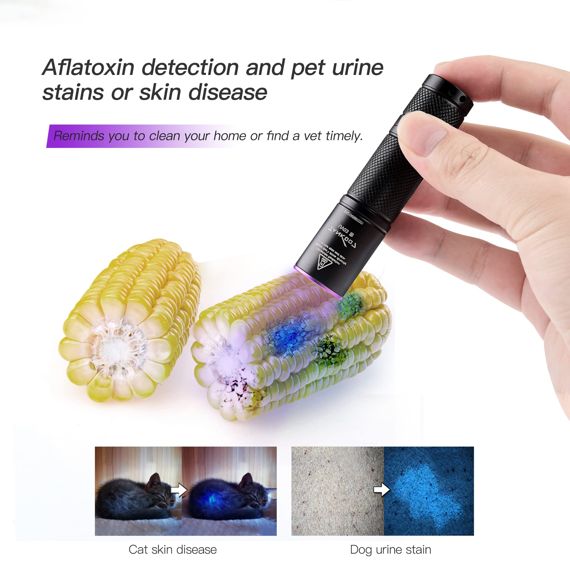 TactEagle UV Flashlight Mini UVA-T3, Portable Black Light for Pet Urine Detection & Scorpion Finding