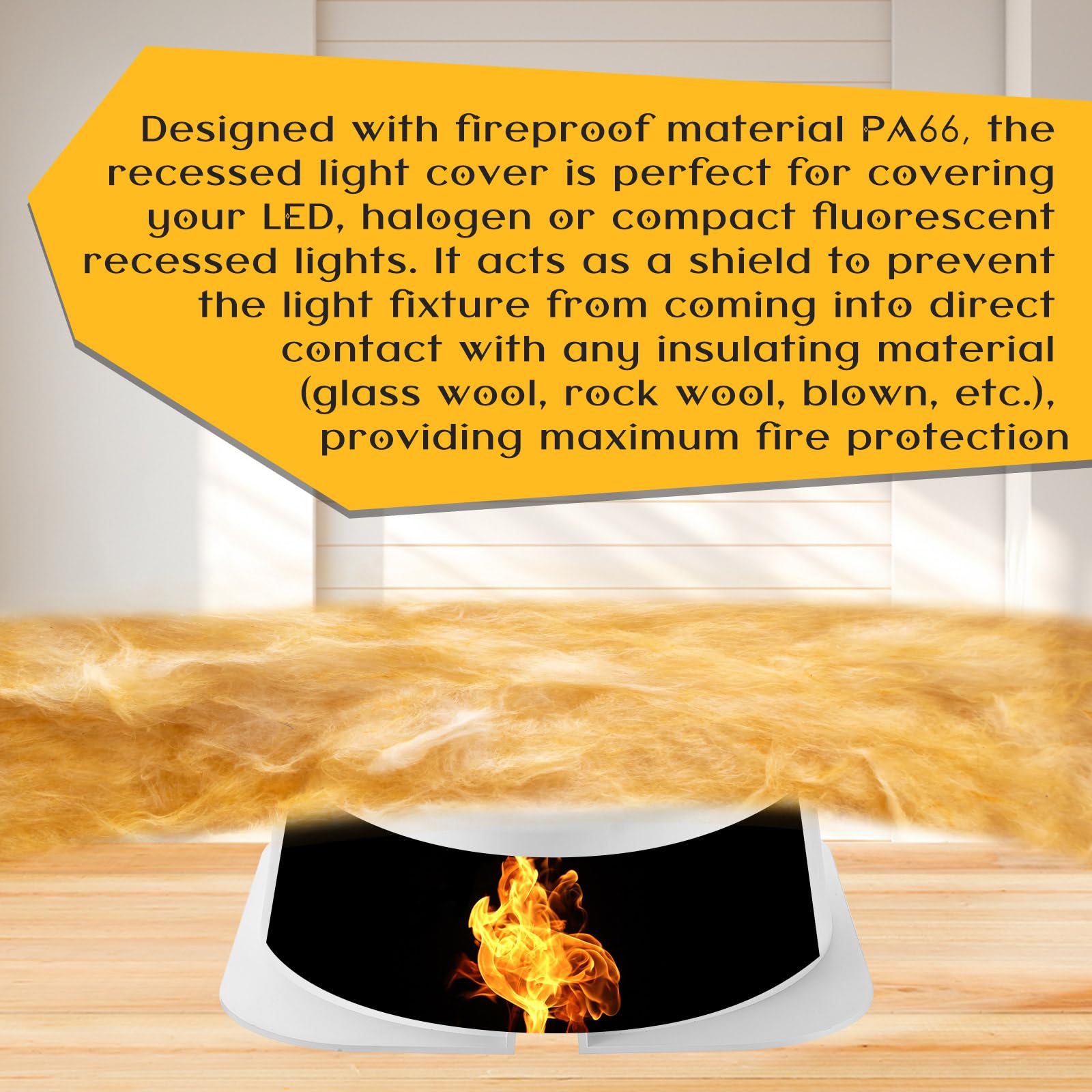 Tuanse 5 Pcs Recessed Light Cover For 6 Inch Lighting Fixtures 8.6 X 8.6 X 2.9 Inch Fire-Resistant And Energy-Saving Light Insulation Protect Cover For Attic (Beige)