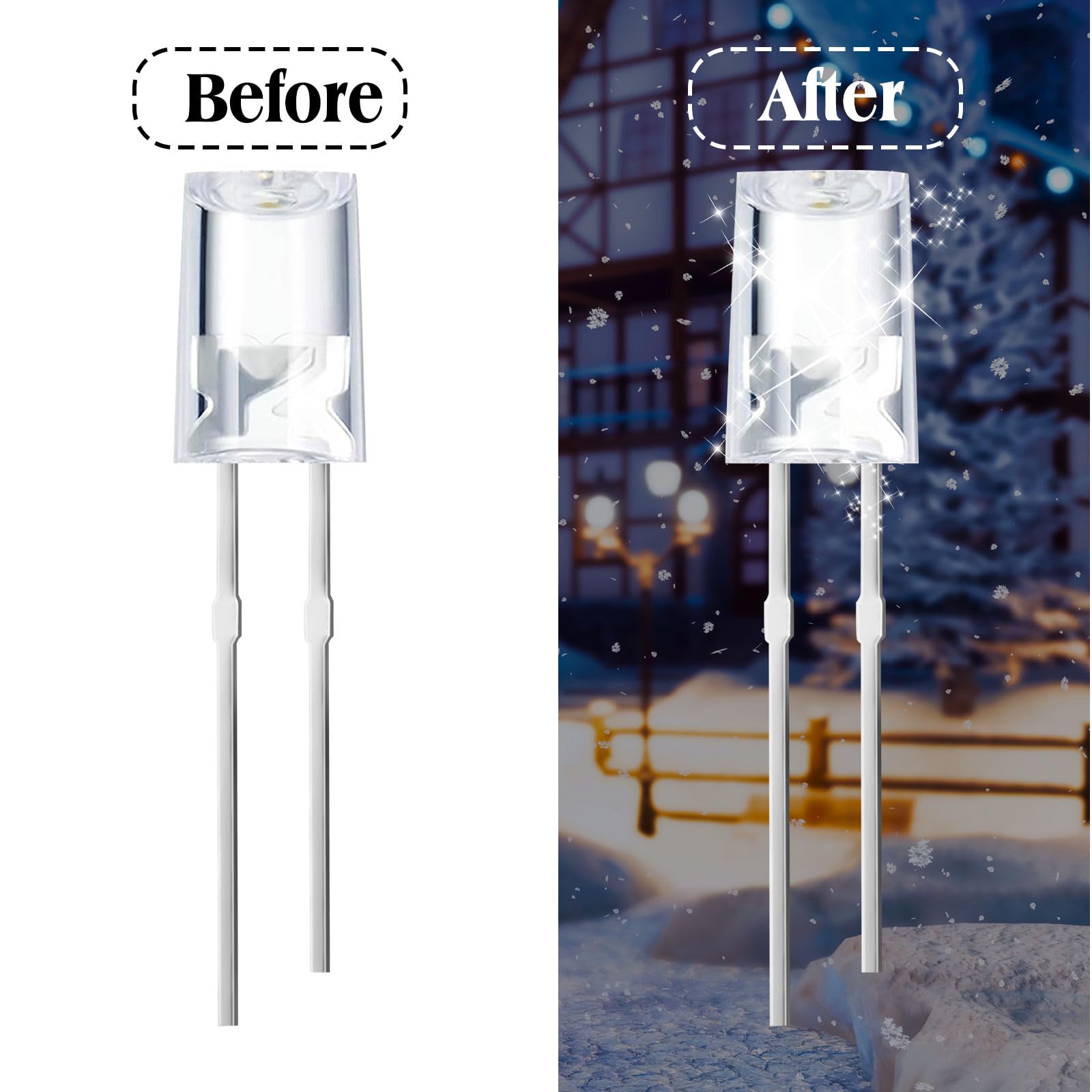 Honoson LED String Light Replacement Bulbs, 3mm, 3V, 0.06W, Energy Efficient, Cold White, 360 Pcs for Outdoor Festival Patio Garden Wedding