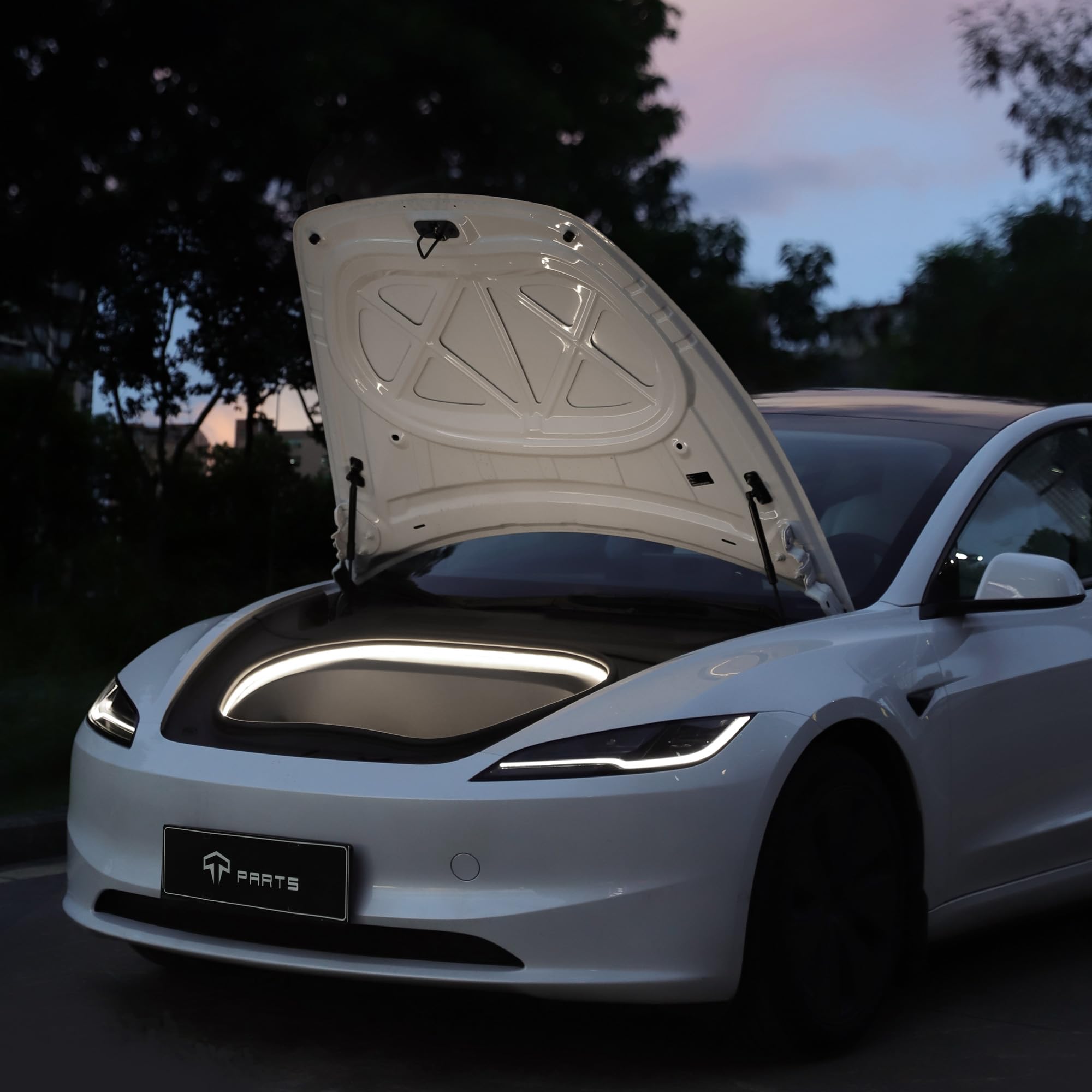 Tparts Frunk Led Strip For Tesla Model 3 Highland 2024 2025+ Flexible Silicone Waterproof Interior Lighting Bar  Easy Installation Model 3 Front Trunk Accessories Ambient Lights(Cool White Light)