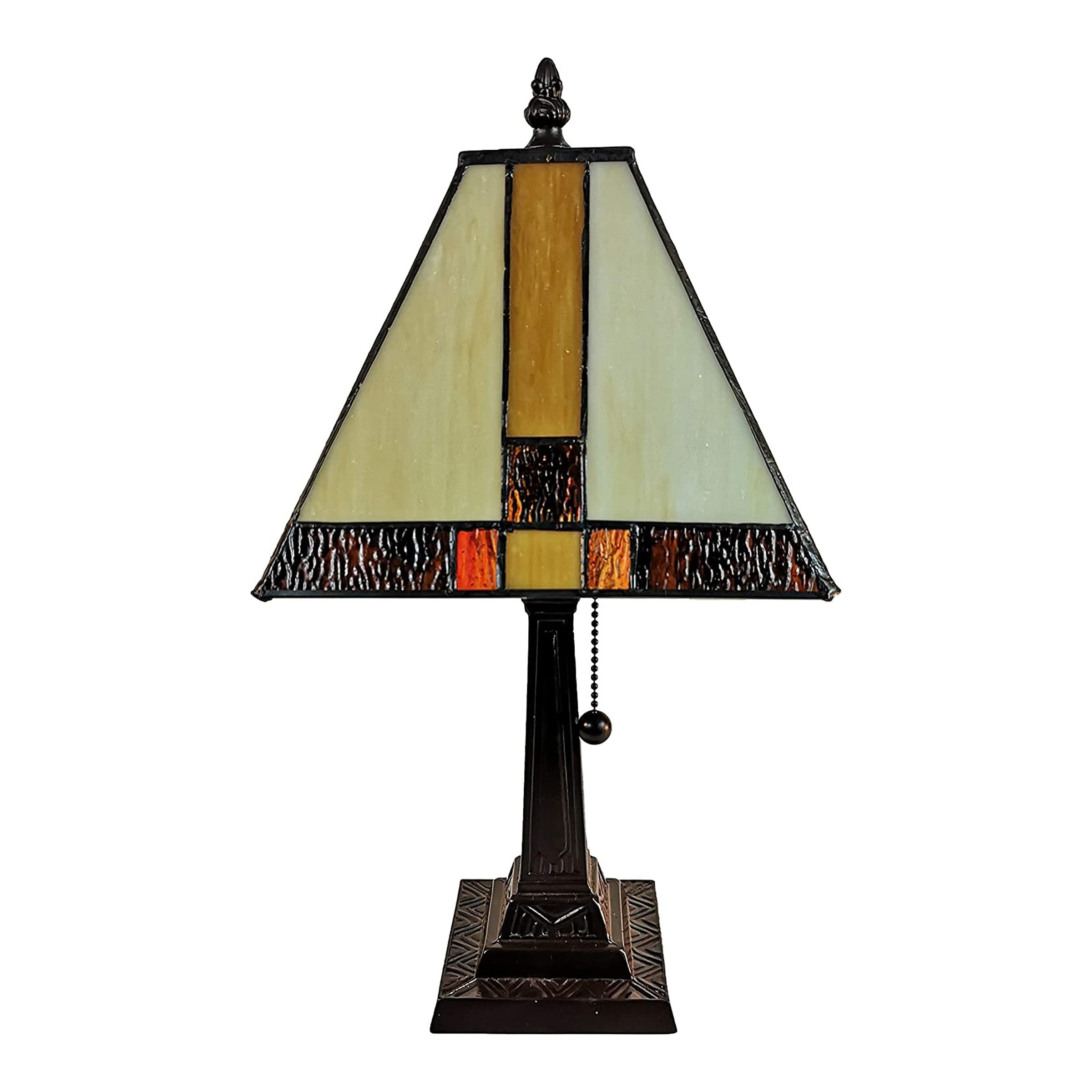 Amora Vintage Tiffany Table Lamp - Floral Blue Dragonfly Table Night Light - Yellow And Green Glass Nightstand Lamp - 15  Tall Stained Glass Lamp