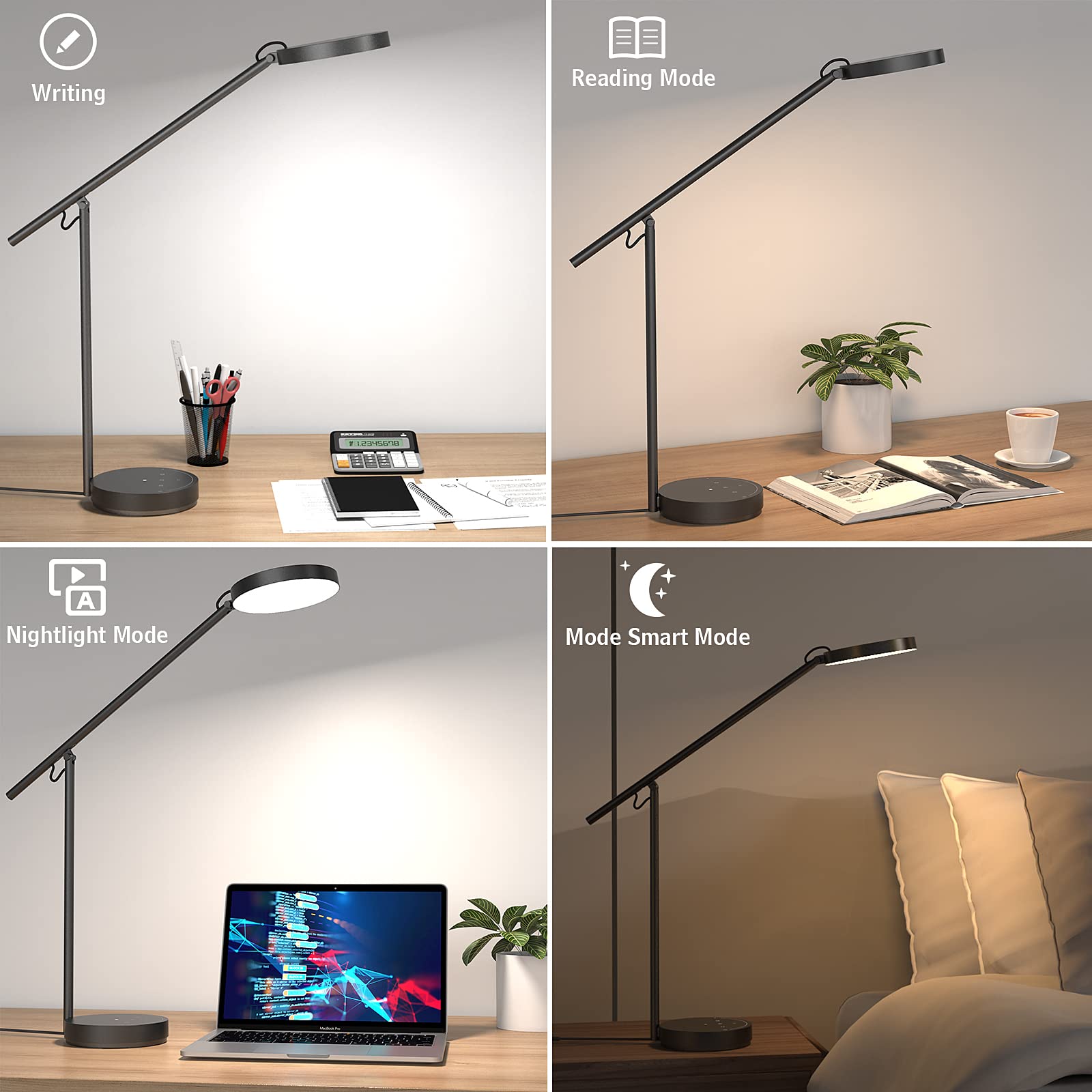 Beyondop Led Desk Lamp, Architect Desk Lamps For Home Office, Adjustable Swing Arm Table Lamp, Eye Caring Reading Lamp, Memory D