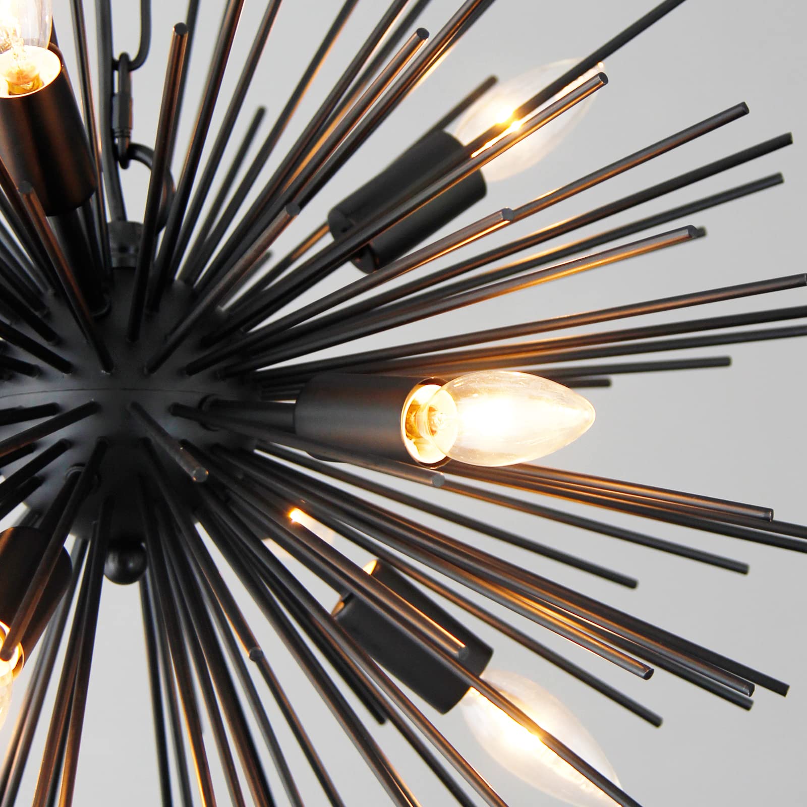 ZIRALIO Black Sputnik Chandelier 9-Lights 20in Vintage Solid Metal Fixture Y2239BL for Dining Room, Kitchen, Bedroom, Living Room