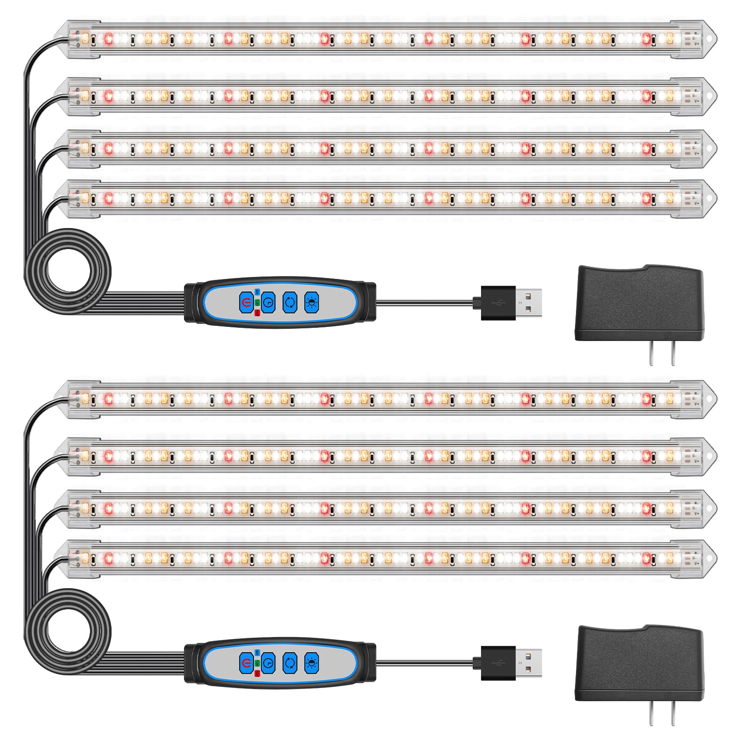 Kullsinss Plant Grow Light Strips, 240 Leds Grow Lights For Indoor Plants Full Spectrum With Upgrade Timer 6/12/16 Hrs, 3 Spectrum Modes, Sunlike Grow Lamp For Seedlings Hydroponics Succulent, 2 Pack